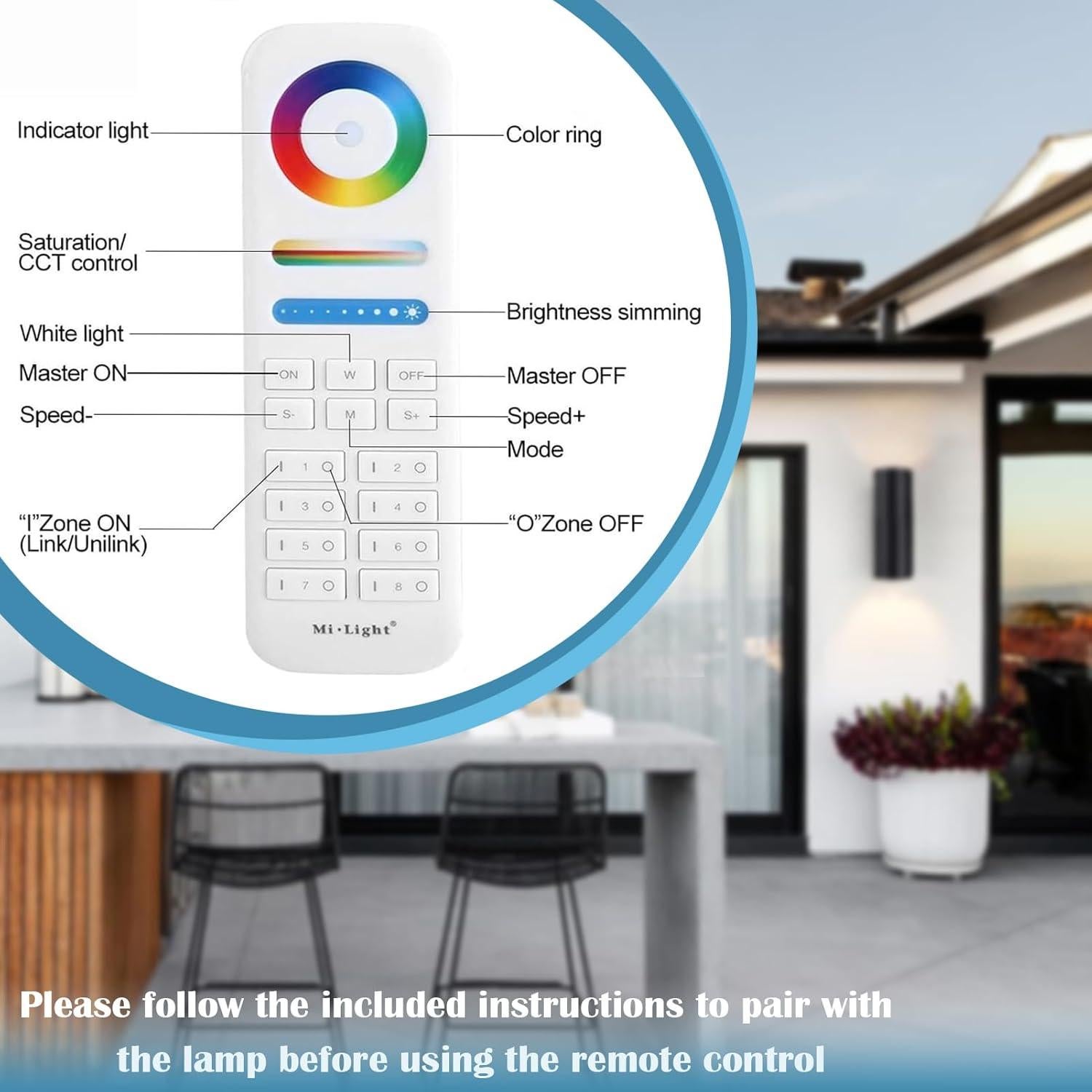 Luces de Pared Exteriores iYogaled RGB Control Remoto 2 Paquete