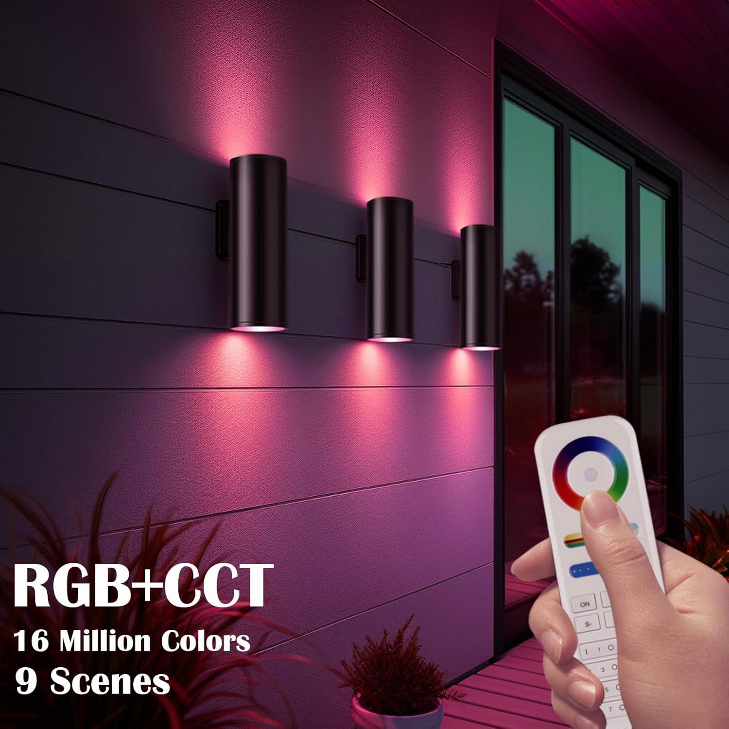 Luces de Pared Exteriores iYogaled RGB Control Remoto 2 Paquete