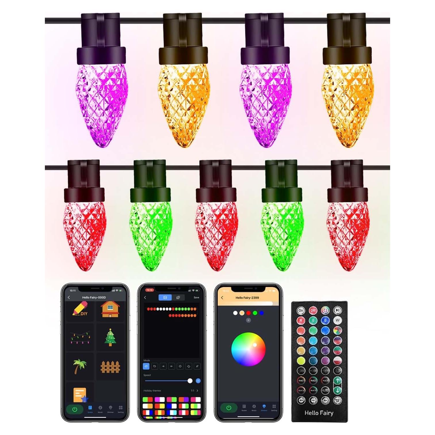 Luces de Navidad C9 Inteligentes RGB 150LED 30.18m Control APP