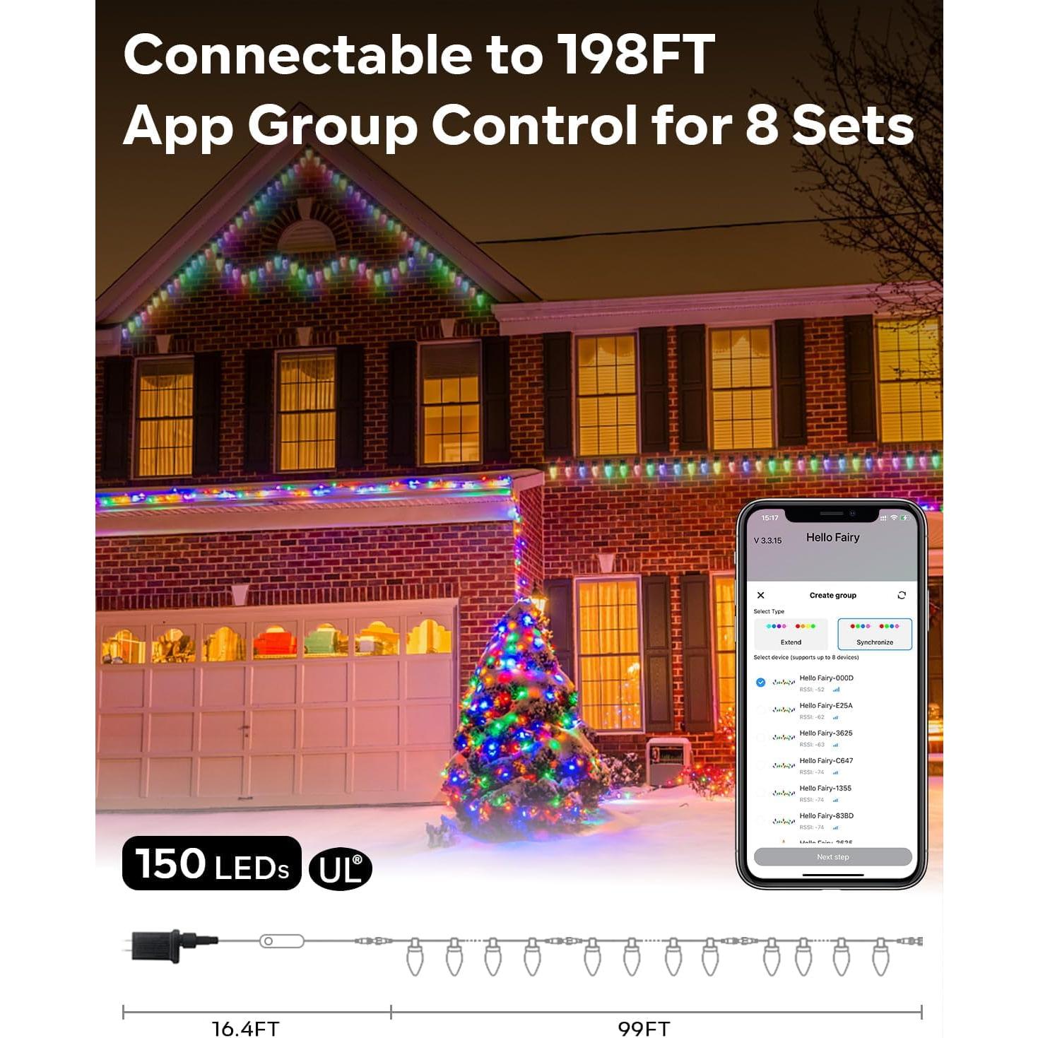 Luces de Navidad C9 Inteligentes RGB 150LED 30.18m Control APP