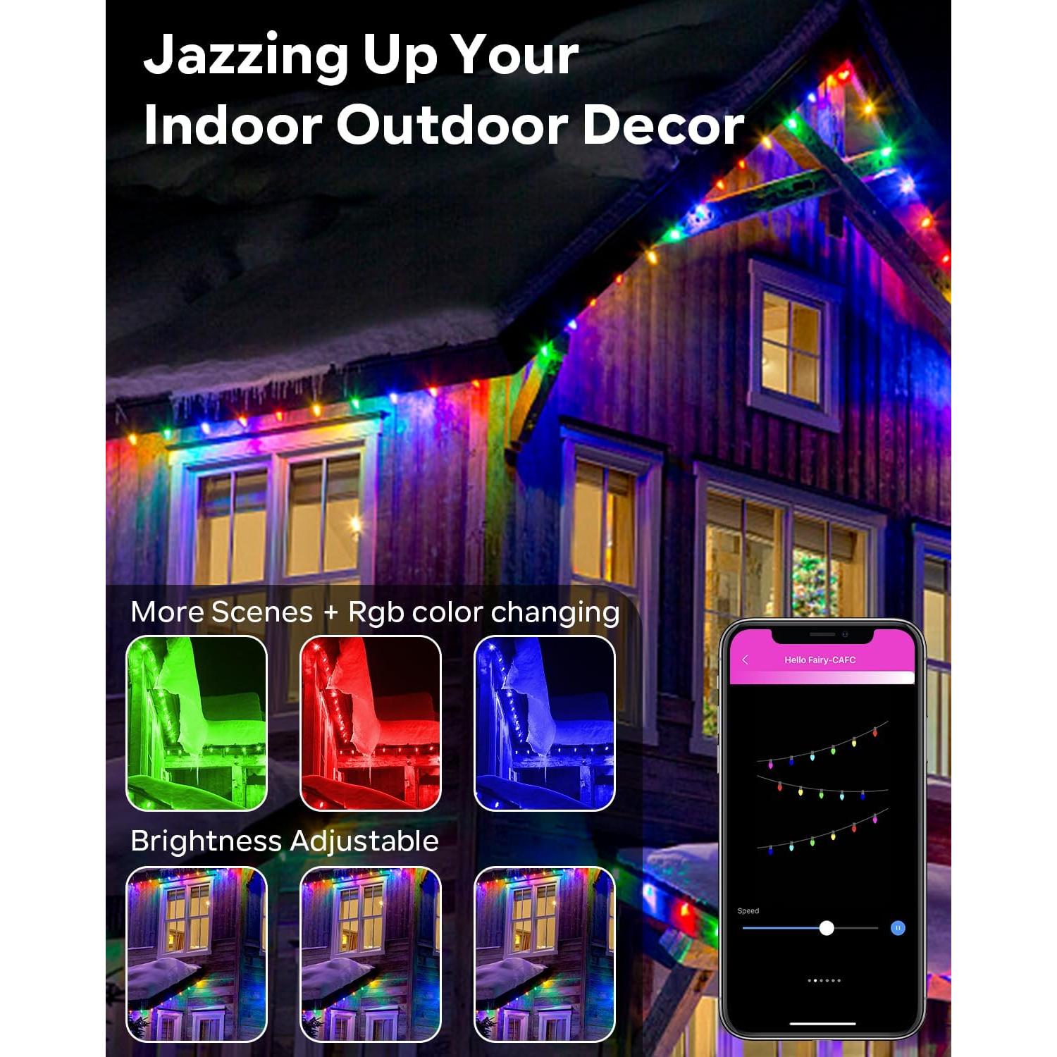 Luces de Navidad C9 Inteligentes RGB 150LED 30.18m Control APP