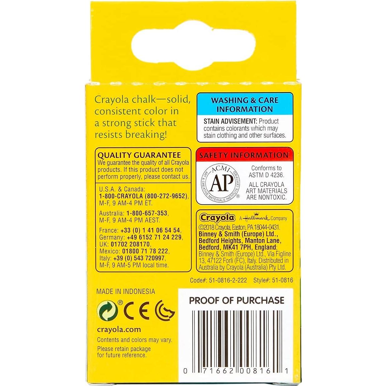 Tiza Crayola 510816 12 Palos Colores Asortidos