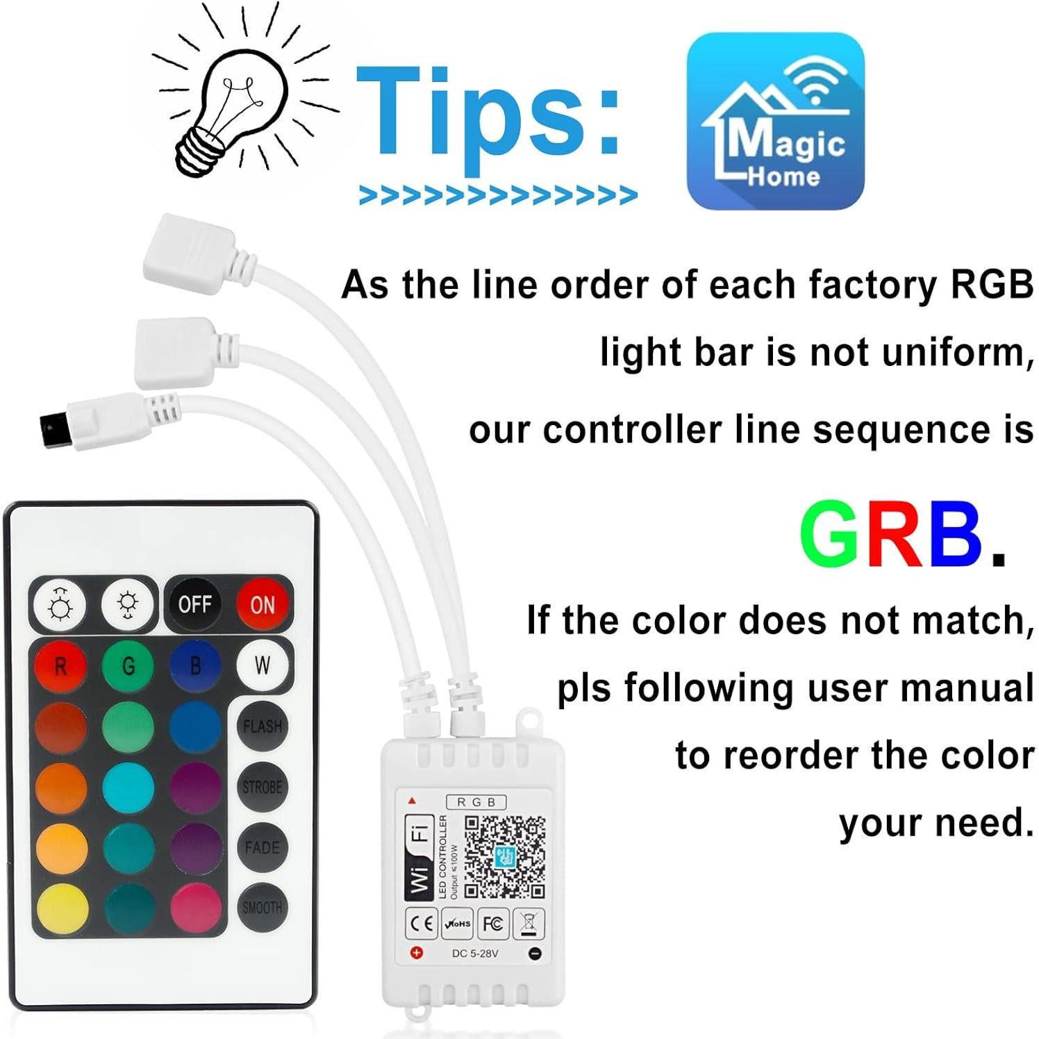 Controlador LED RGBZONE WiFi 24 teclas DC 5V/12V/24V