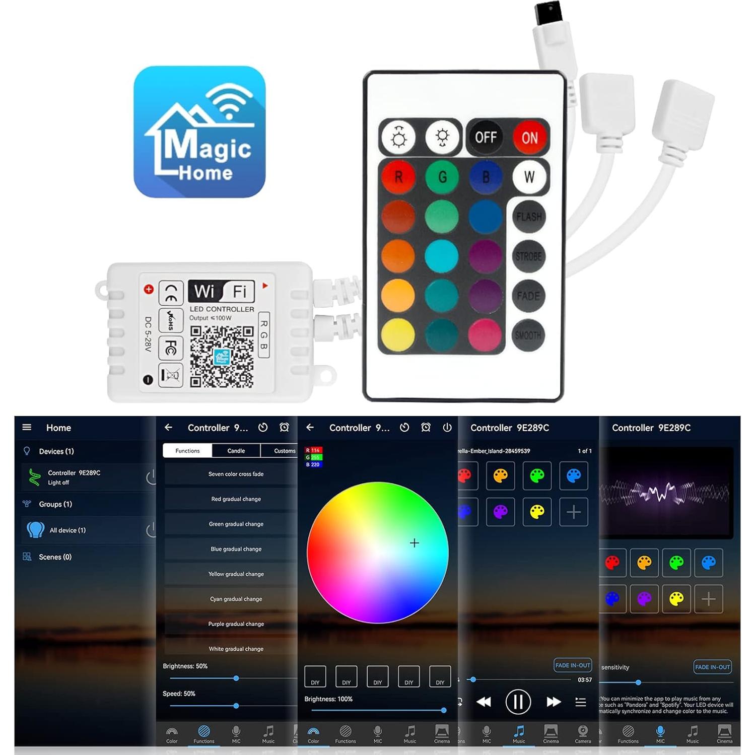 Controlador LED RGBZONE WiFi 24 teclas DC 5V/12V/24V