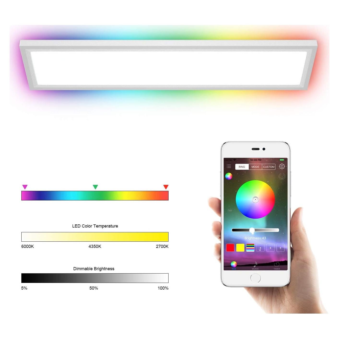 Luz de Techo LED Inteligente Tangkula 18W RGB Control APP