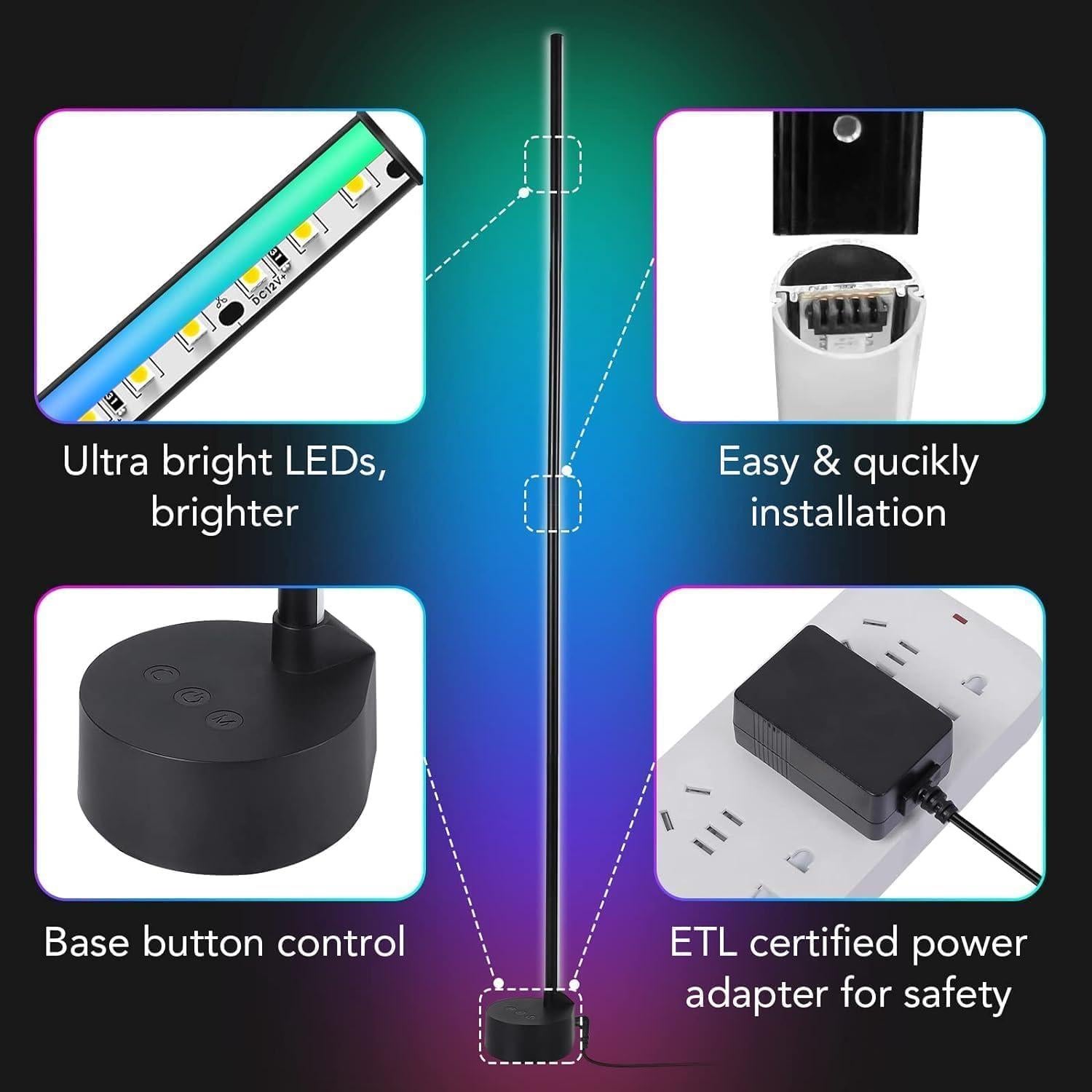 Lámpara de Pie RGB Aprafie MYX-12 142 cm, Control APP