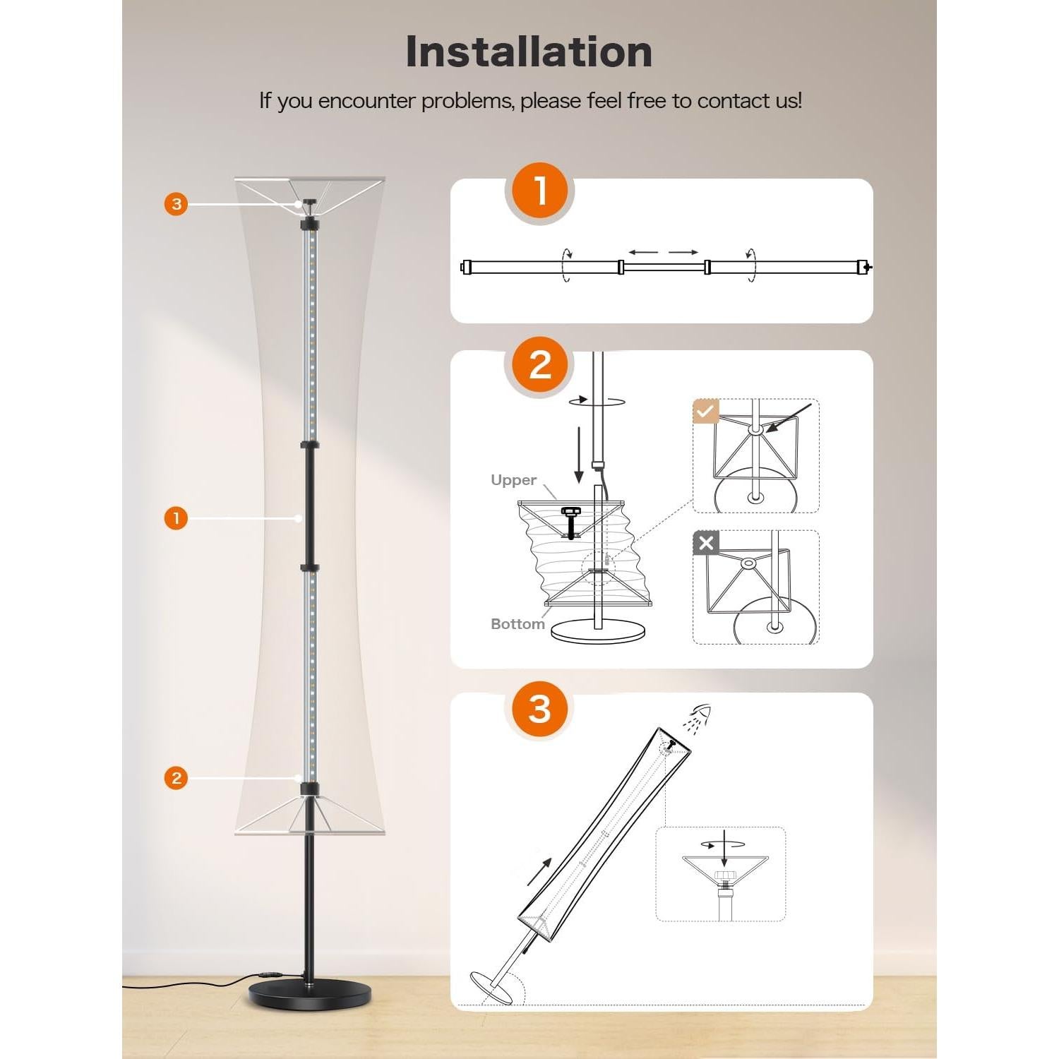 Lámpara de Pie LED BeaNet 150 cm RGB con Control Remoto