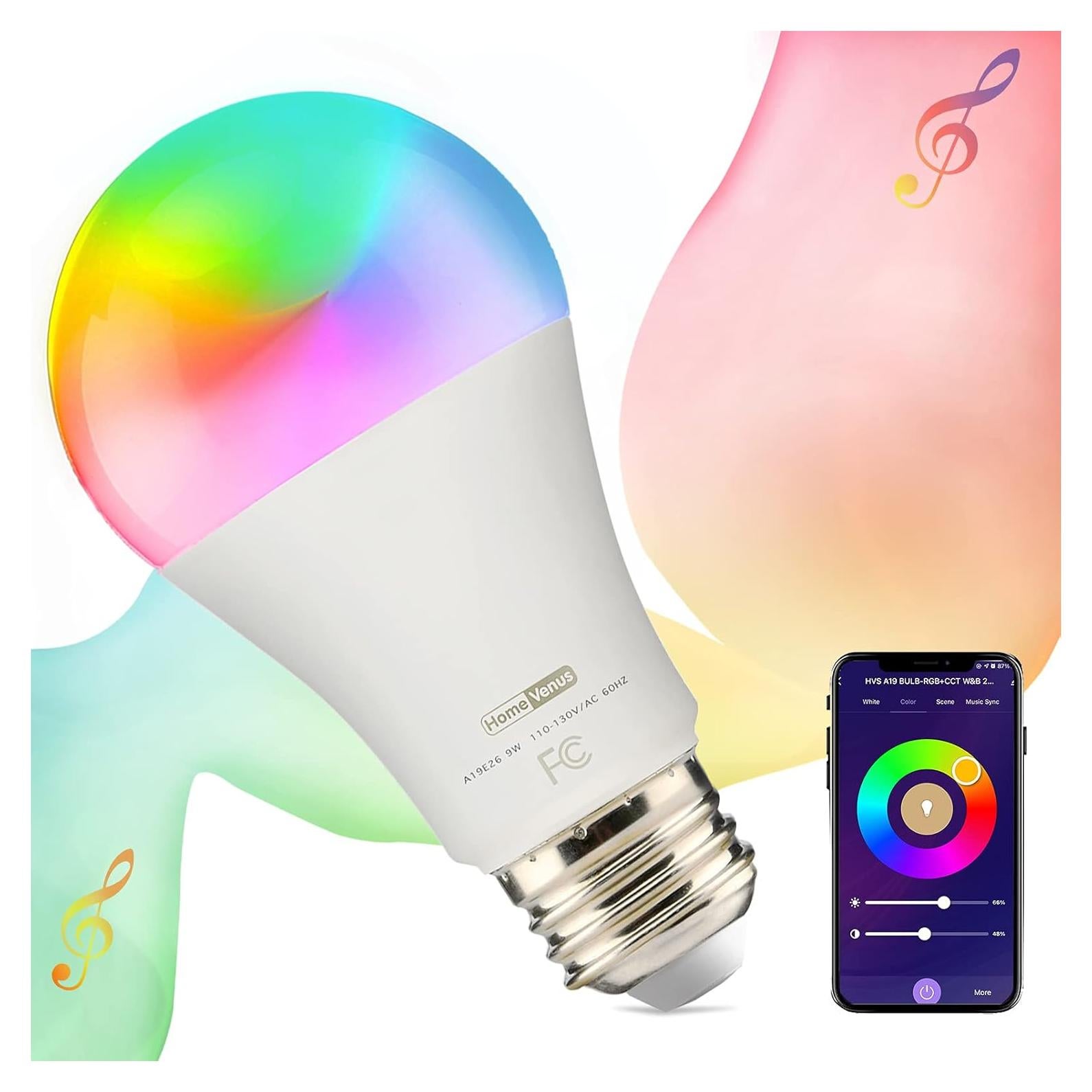 Bombilla Inteligente Homevenus HVS 9W RGBW E26 Regulable WiFi