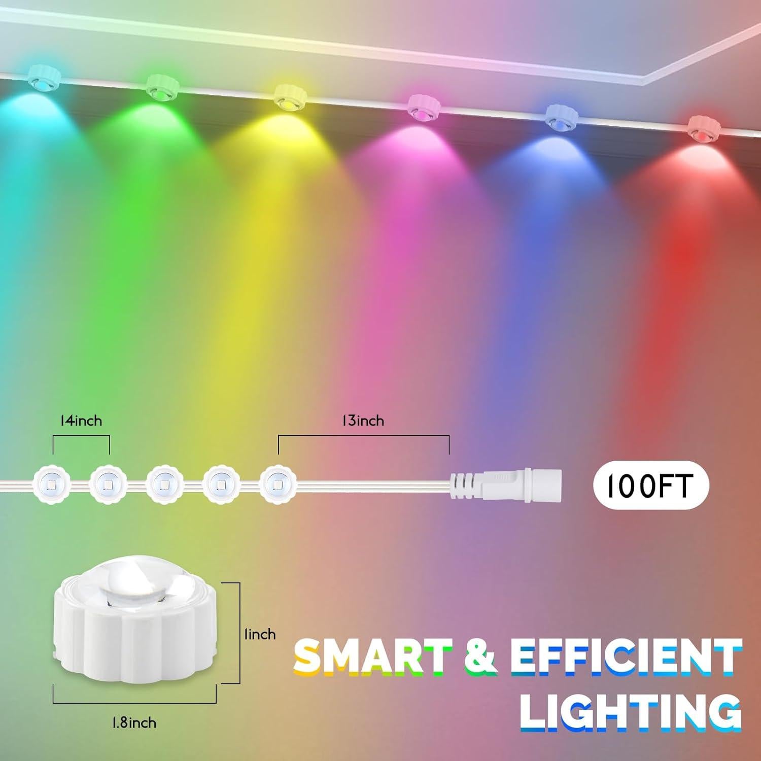 Luces de Cadena LED RGBW 30.48m GUATTINE para Exteriores IP67