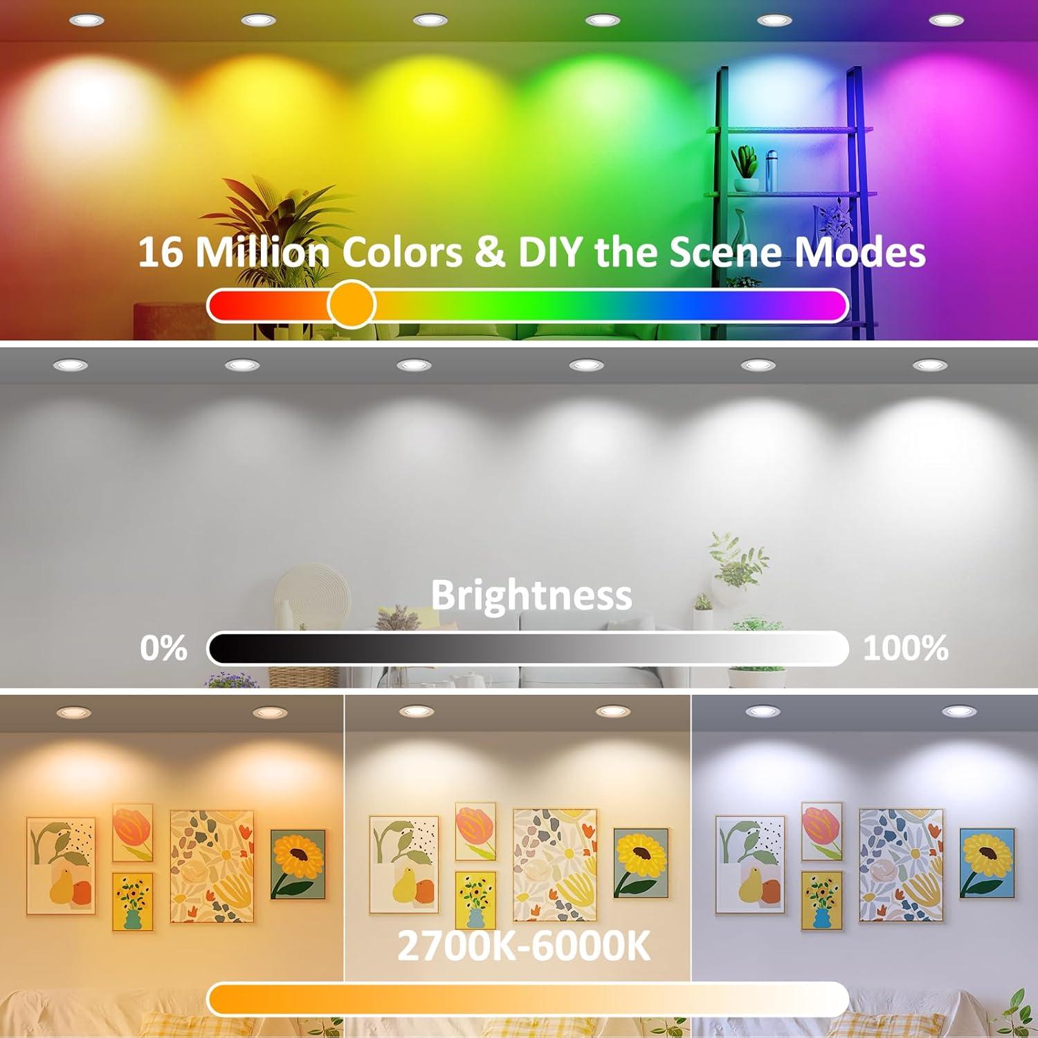 Downlight LED empotrado inteligente inShareplus 5W RGB 6 unidades