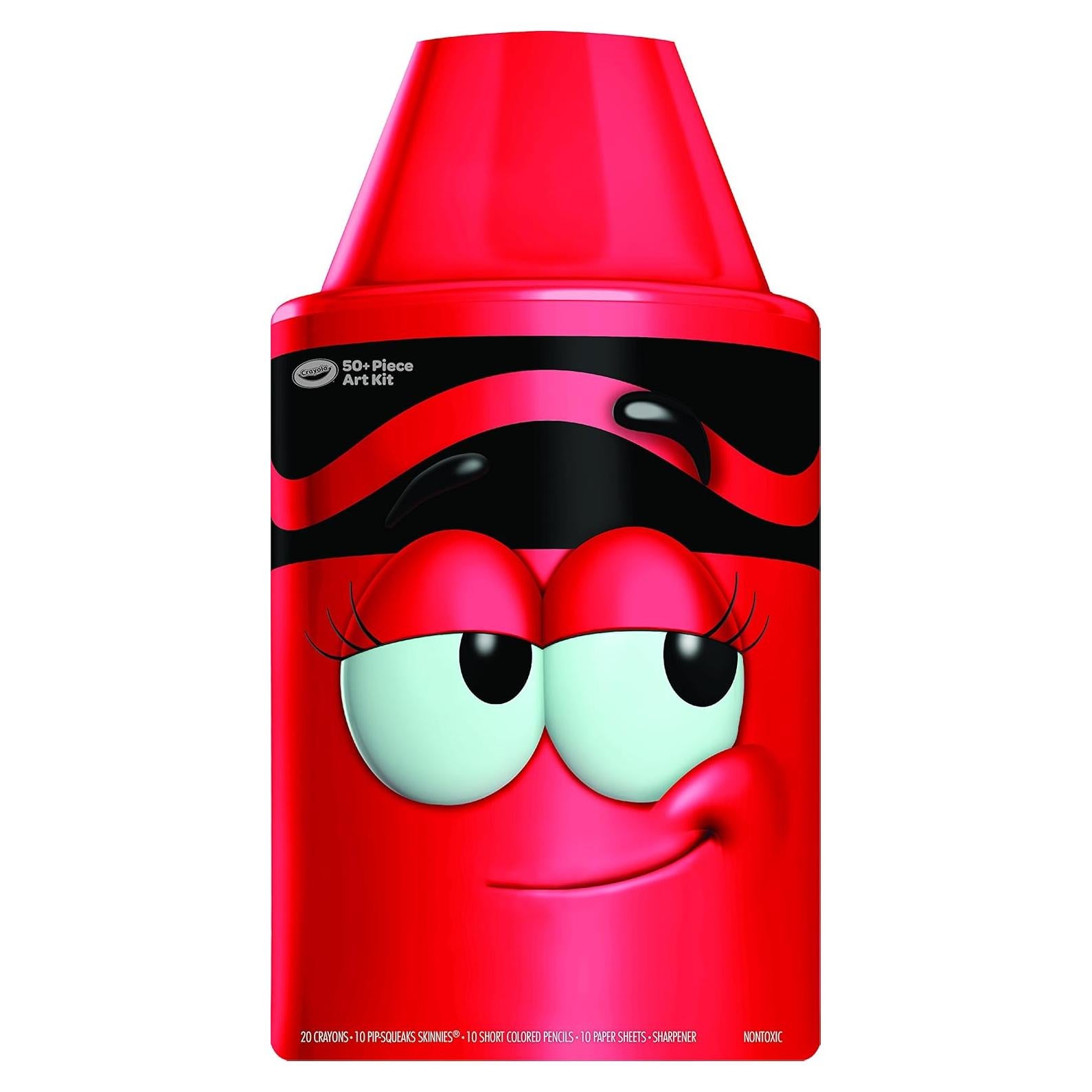 Tip 50 Piece Art Kit, Scarlet Art Gift for Kids 5 & Up, Includes Crayons, Pip-Squeaks Markers, Colored Pencils, Paper Sheets & Dual-Purpose Sharpener in Tip Character Travel Case