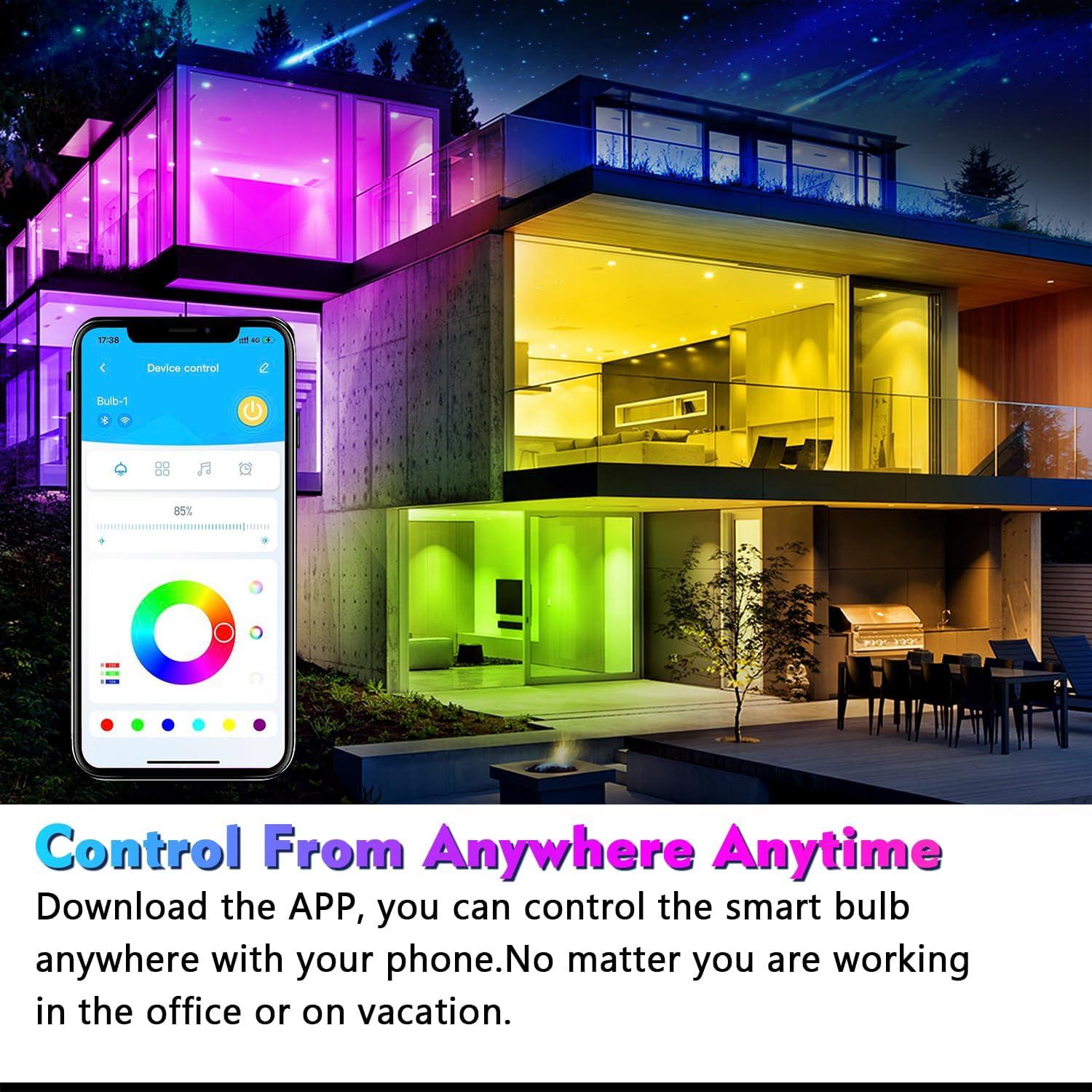 Bombilla LED Inteligente Dalattin A19 E26 800LM RGBW 2 Piezas