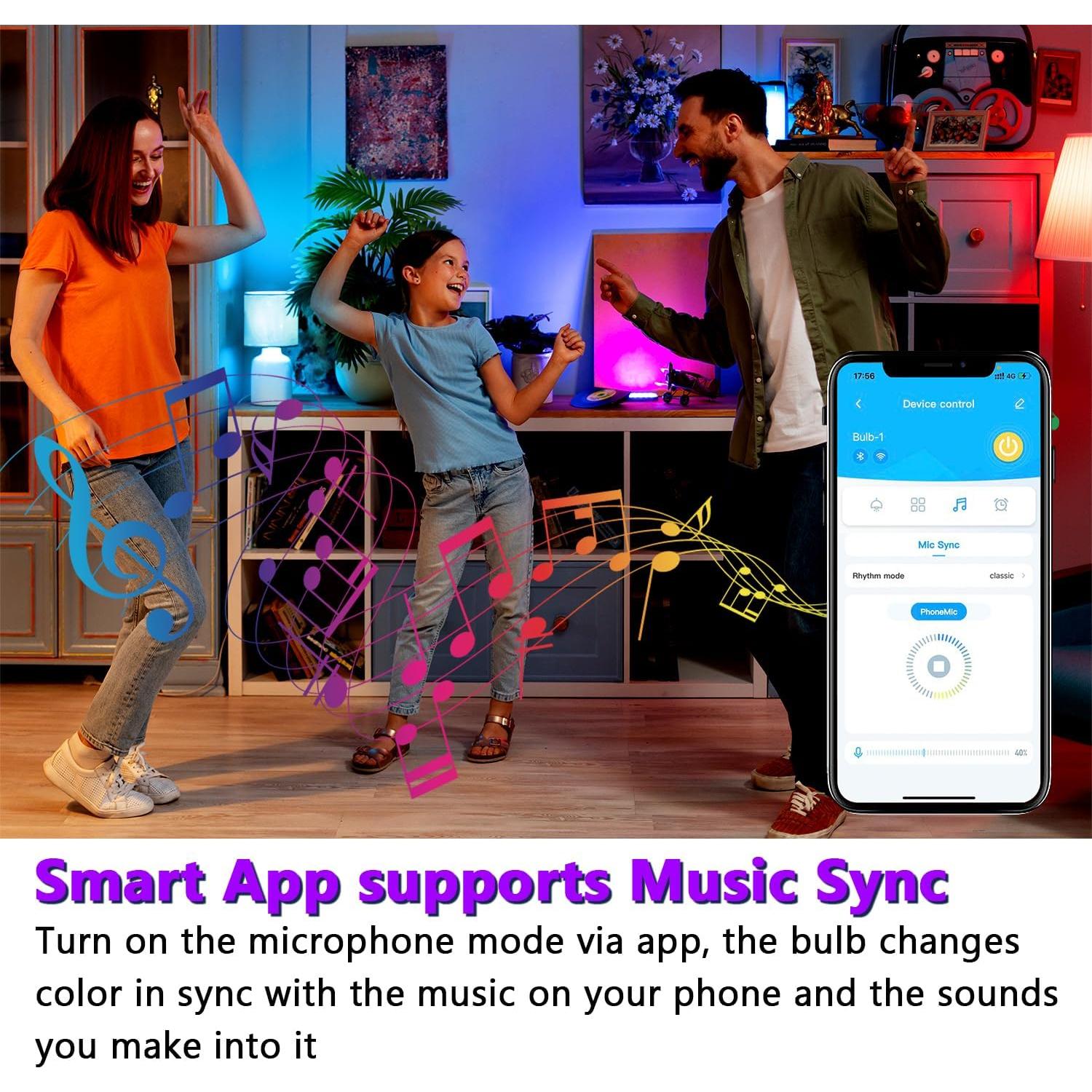 Bombilla LED Inteligente Dalattin A19 E26 800LM RGBW 2 Piezas