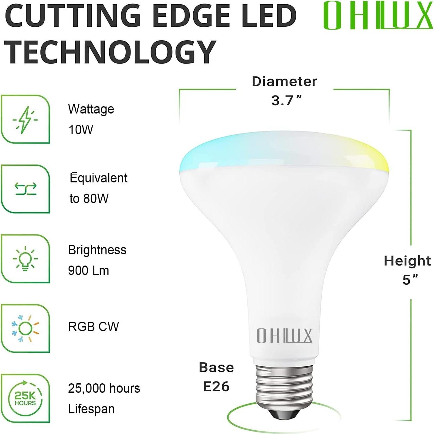 Bombillas LED Inteligentes OHLUX BR30 10W 900Lumen 8P