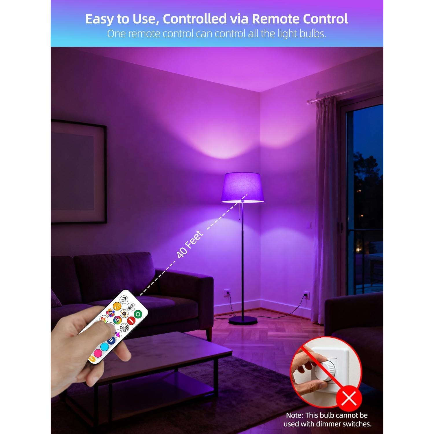 Bombilla LED iLC 12W RGB Control Remoto 2700K Paquete de 2