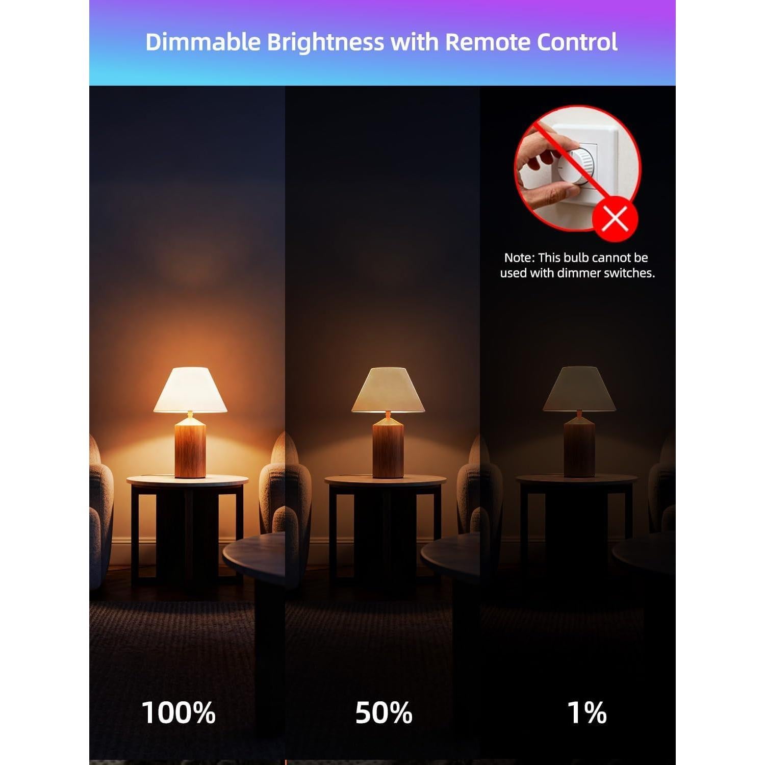 Bombilla LED iLC 12W RGB Control Remoto 2700K Paquete de 2