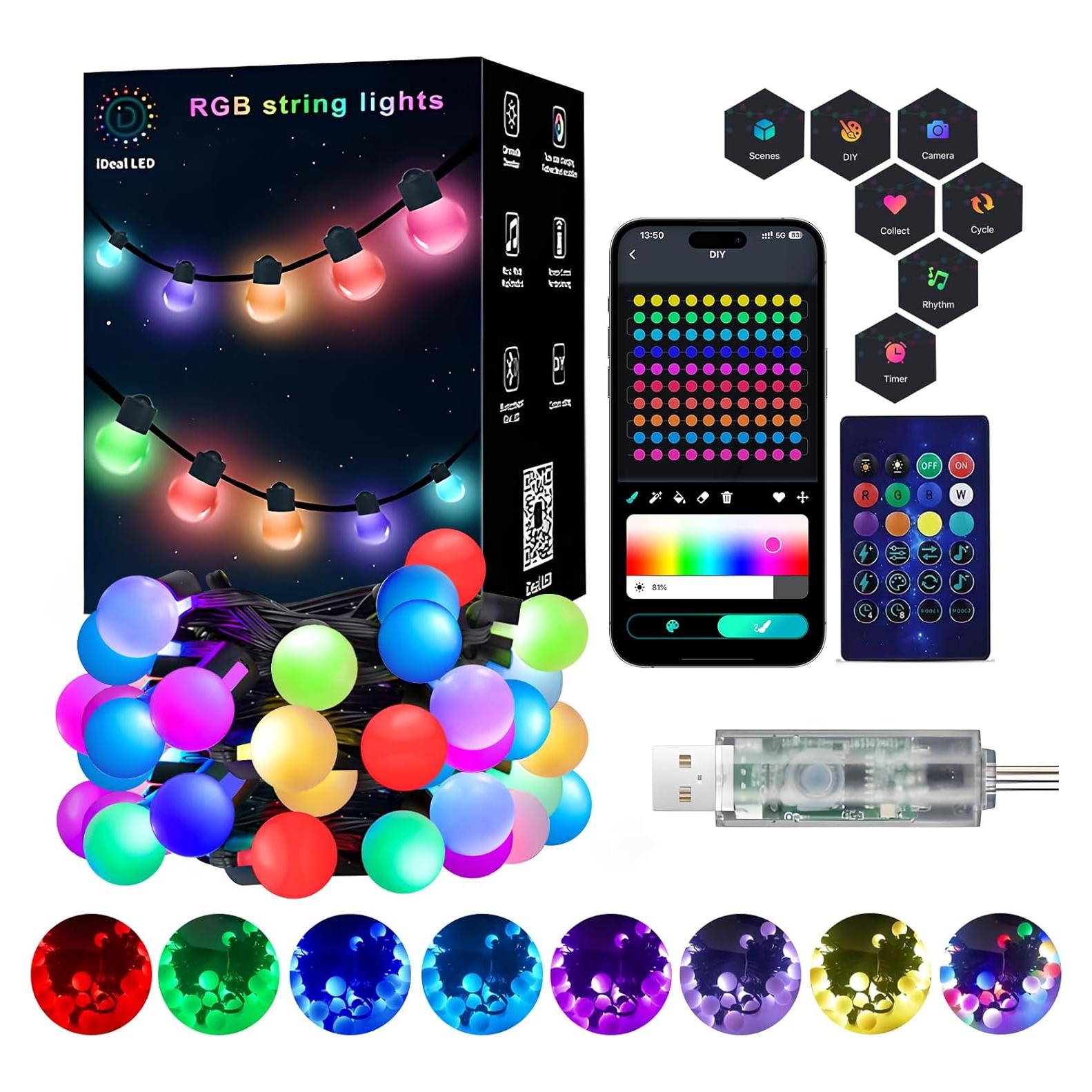 Guirnalda de Luces LED 10m SuperRGB 50 Luces RGB Control Remoto