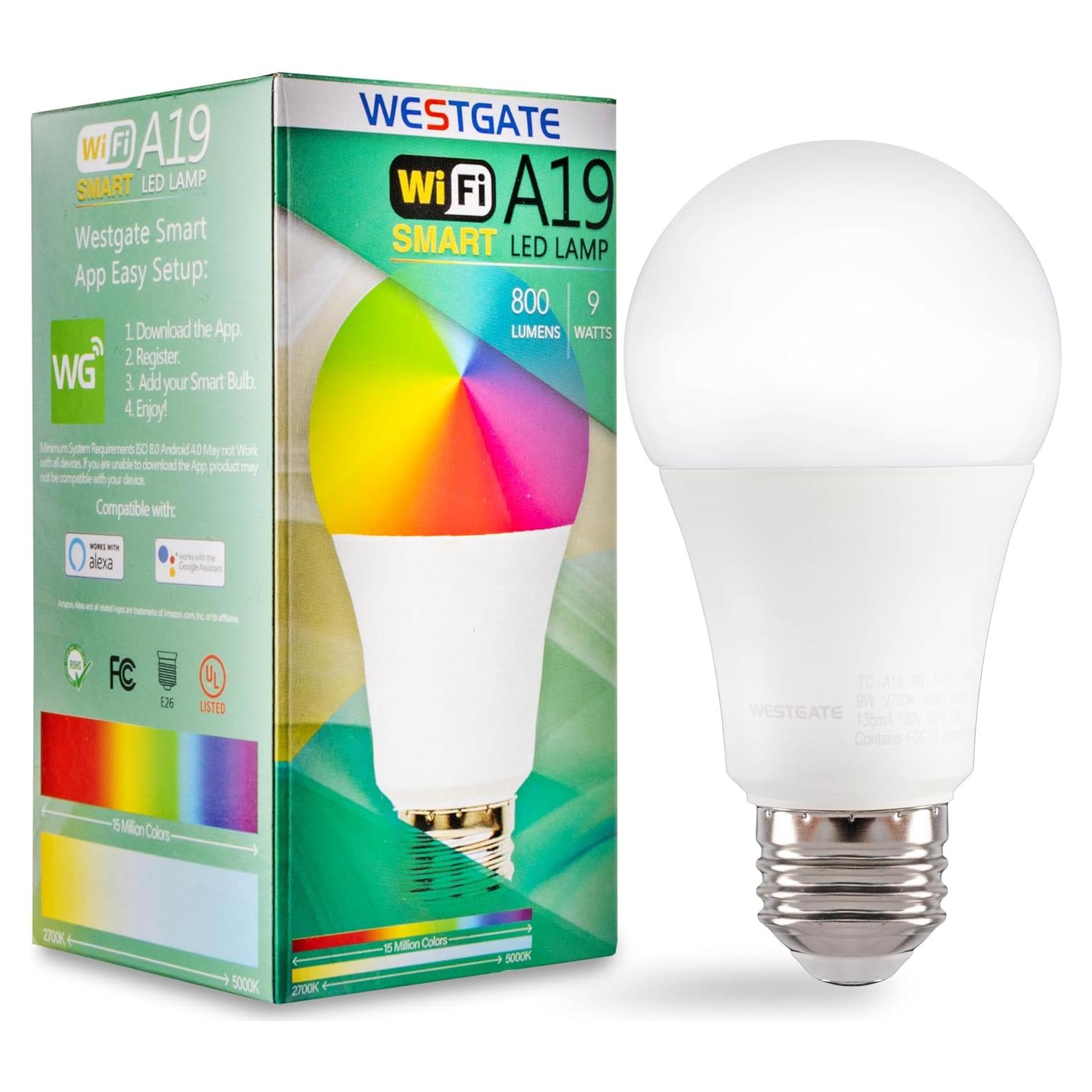 Bombilla LED Inteligente Westgate A19 E26 9W RGBW WiFi