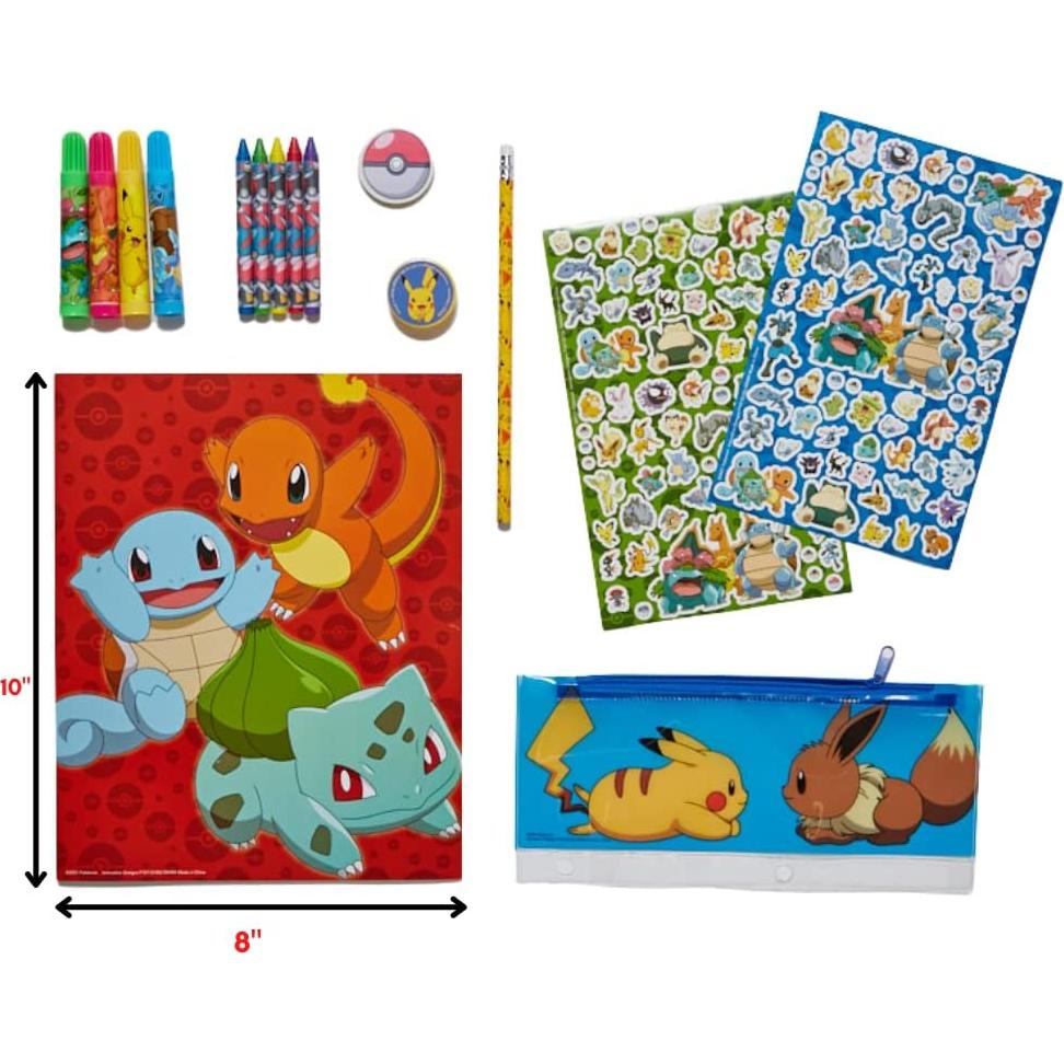 Conjunto de Arte Pokemon 30 Pzs. con Pegatinas y Lápices