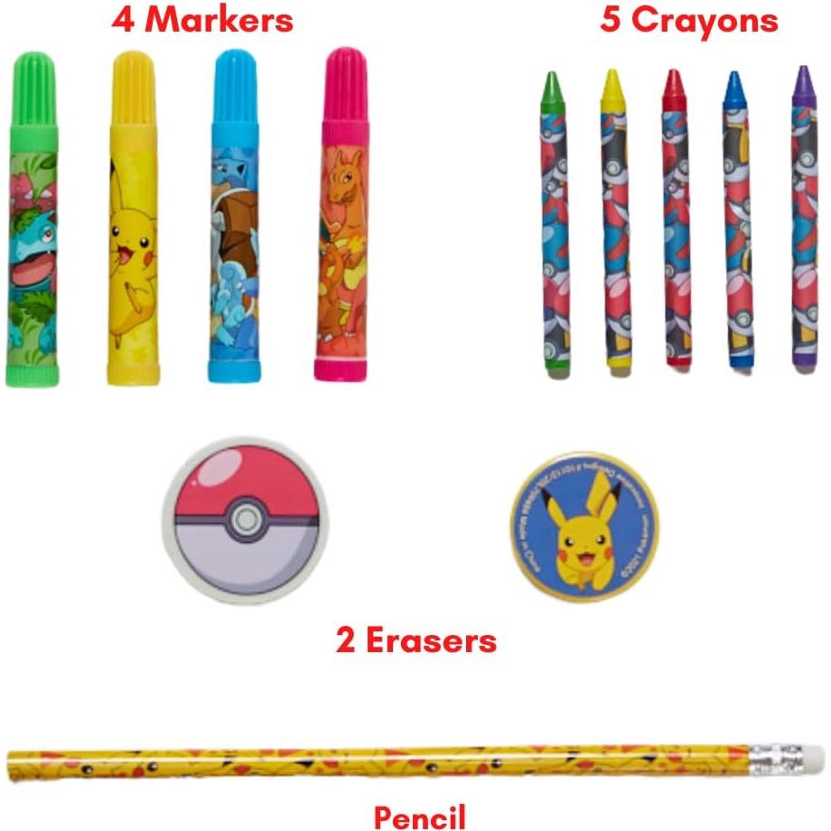 Conjunto de Arte Pokemon 30 Pzs. con Pegatinas y Lápices