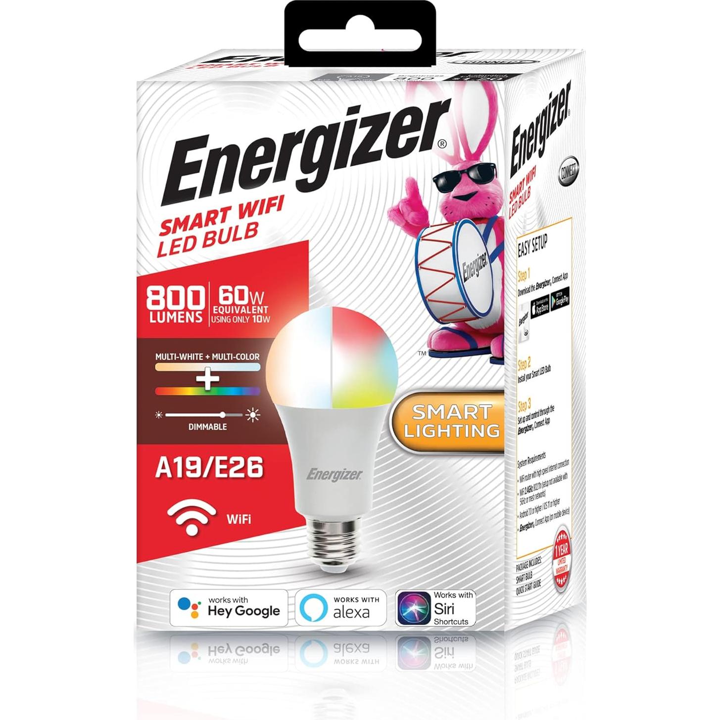 Bombilla LED Inteligente Energizer Connect A19 RGB - Paquete de 4