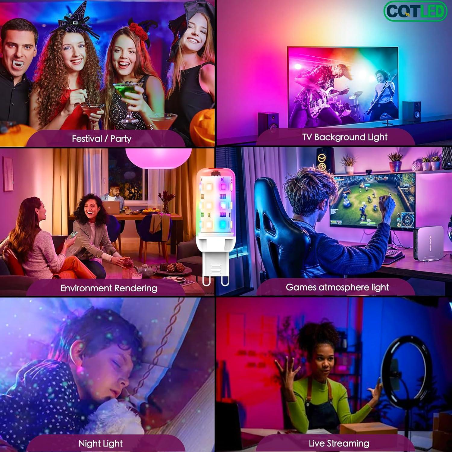 Bombillas LED G9 RGB Regulables 2W 250LM Control Remoto - Paquete de 2