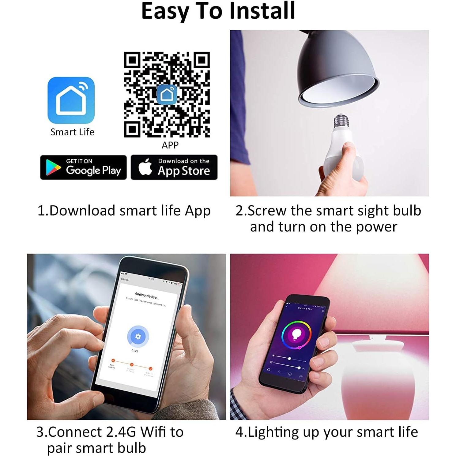 Bombillas Inteligentes KHSUIN A19 16W RGB 1600LM 2 Paquetes