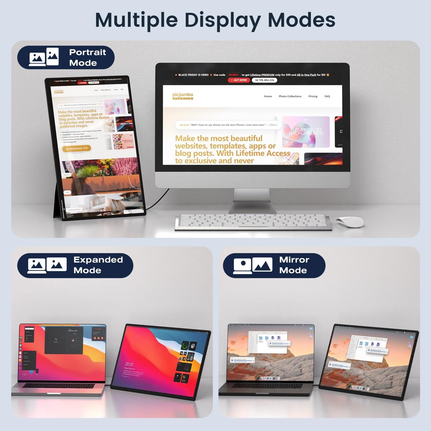 Monitor Portátil FLYTOCCA N3 16" FHD 1920x1200 Rotatorio