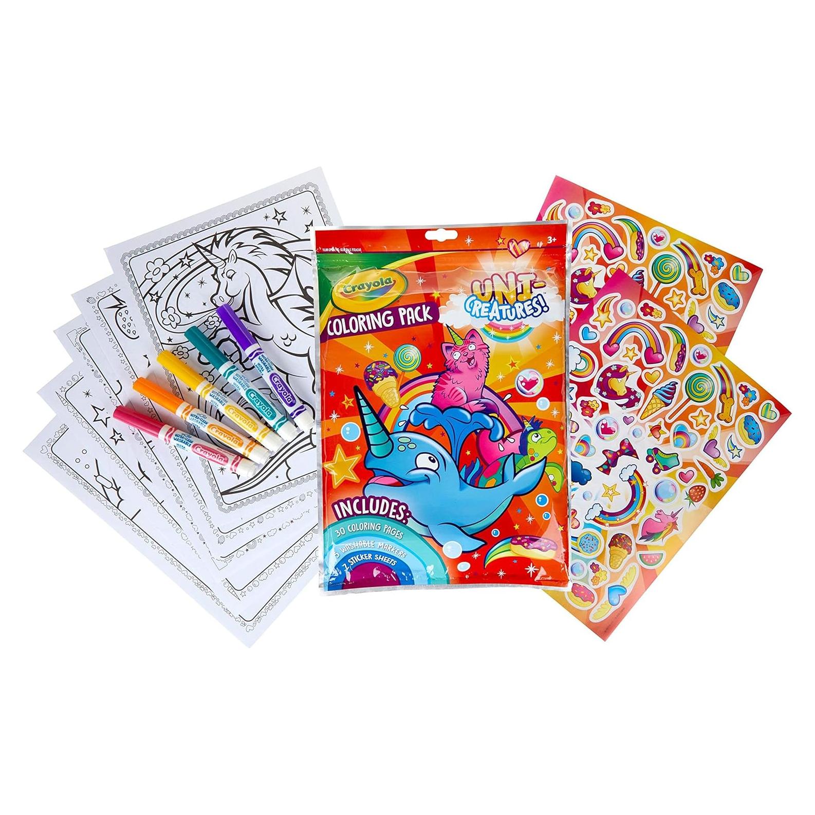 Paquete de Colorear Crayola Uni-Creatures 30 Páginas y Marcadores