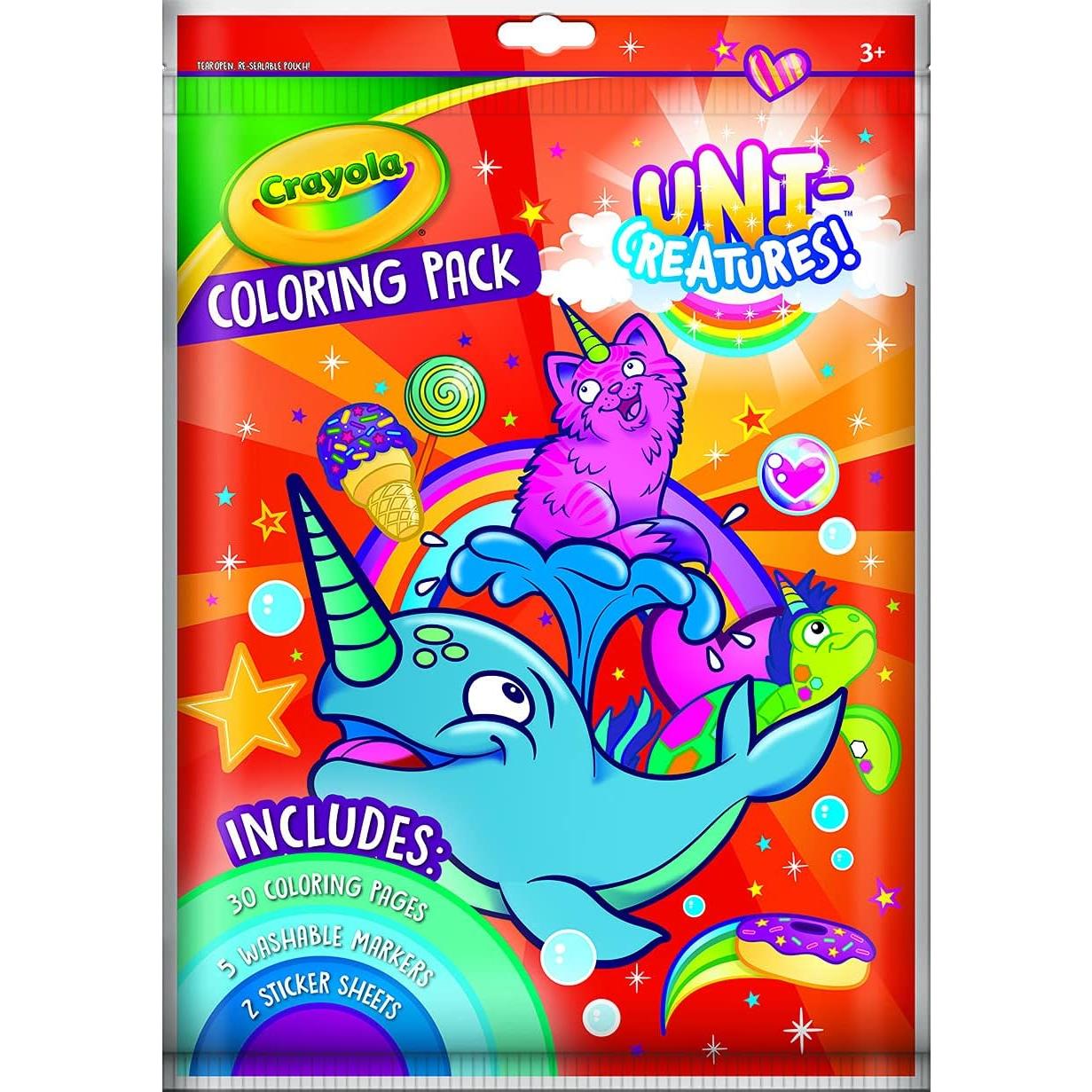 Paquete de Colorear Crayola Uni-Creatures 30 Páginas y Marcadores