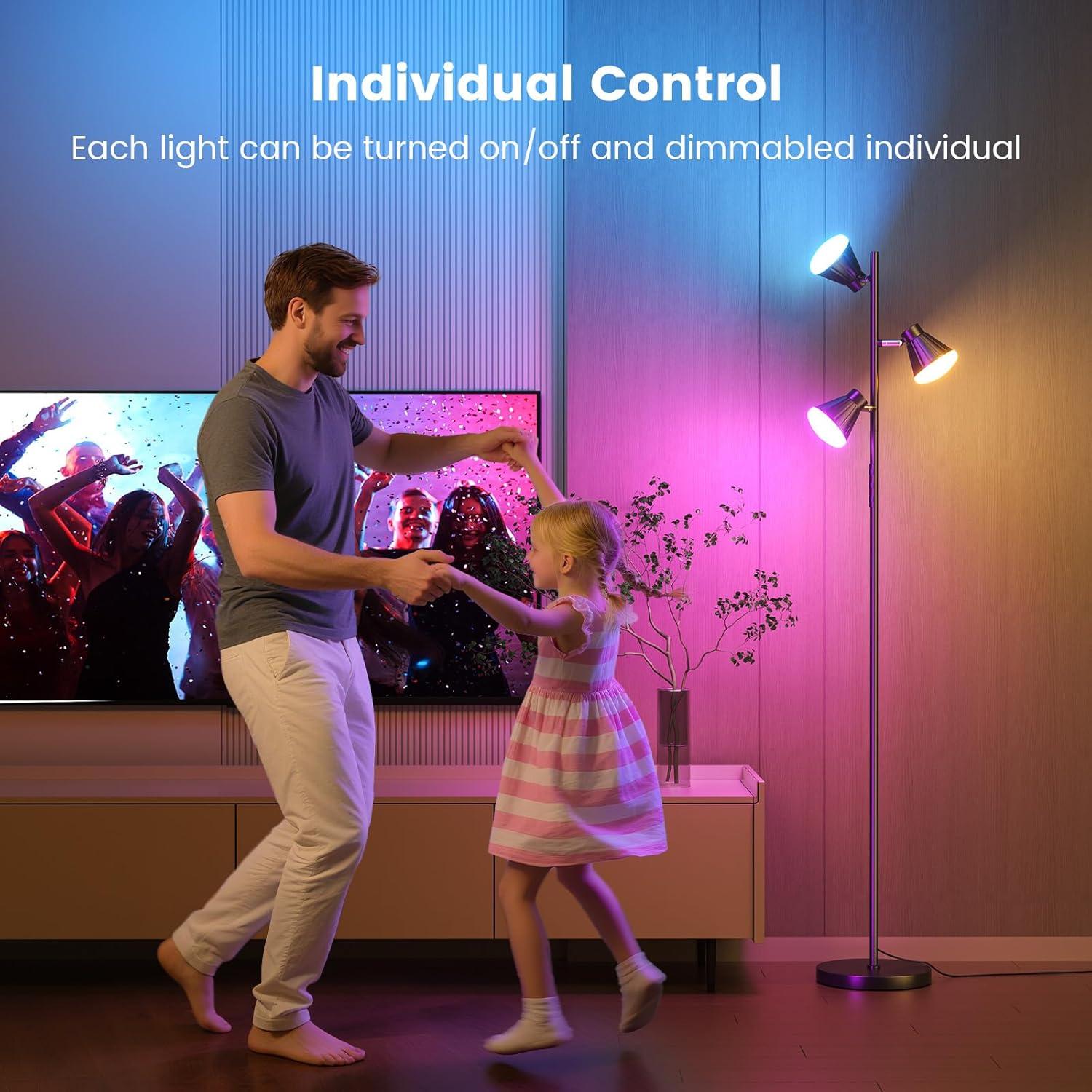 Lámpara de Pie LED RGB SIBRILLE 36W Regulable con Control Remoto