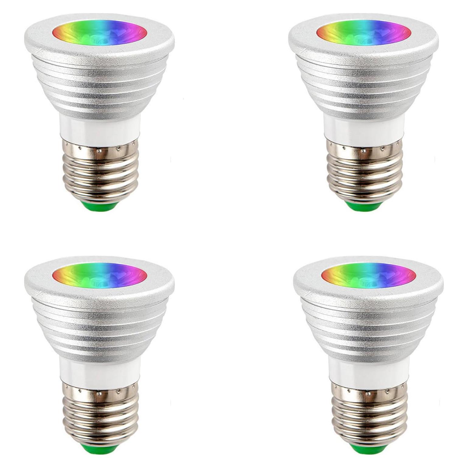 Bombillas LED RGBW 3W E26 con Control Remoto - Paquete de 4