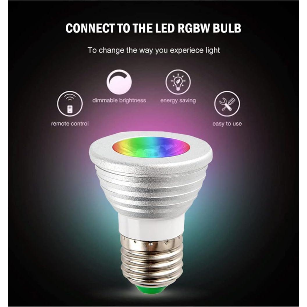 Bombillas LED RGBW 3W E26 con Control Remoto - Paquete de 4
