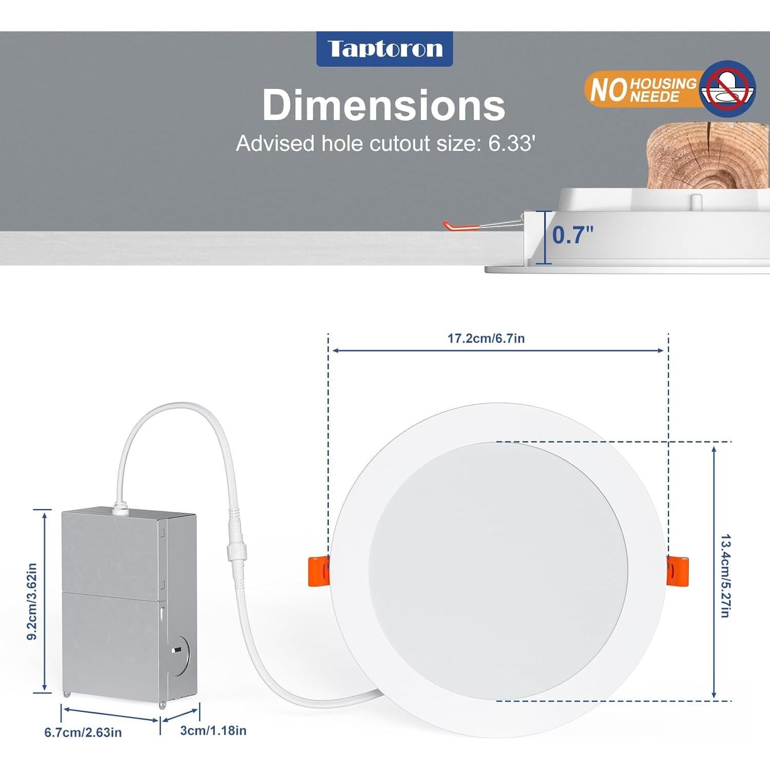 Downlight LED Empotrado 6 Pulgadas Taptoron RGBCW 16W 1350LM