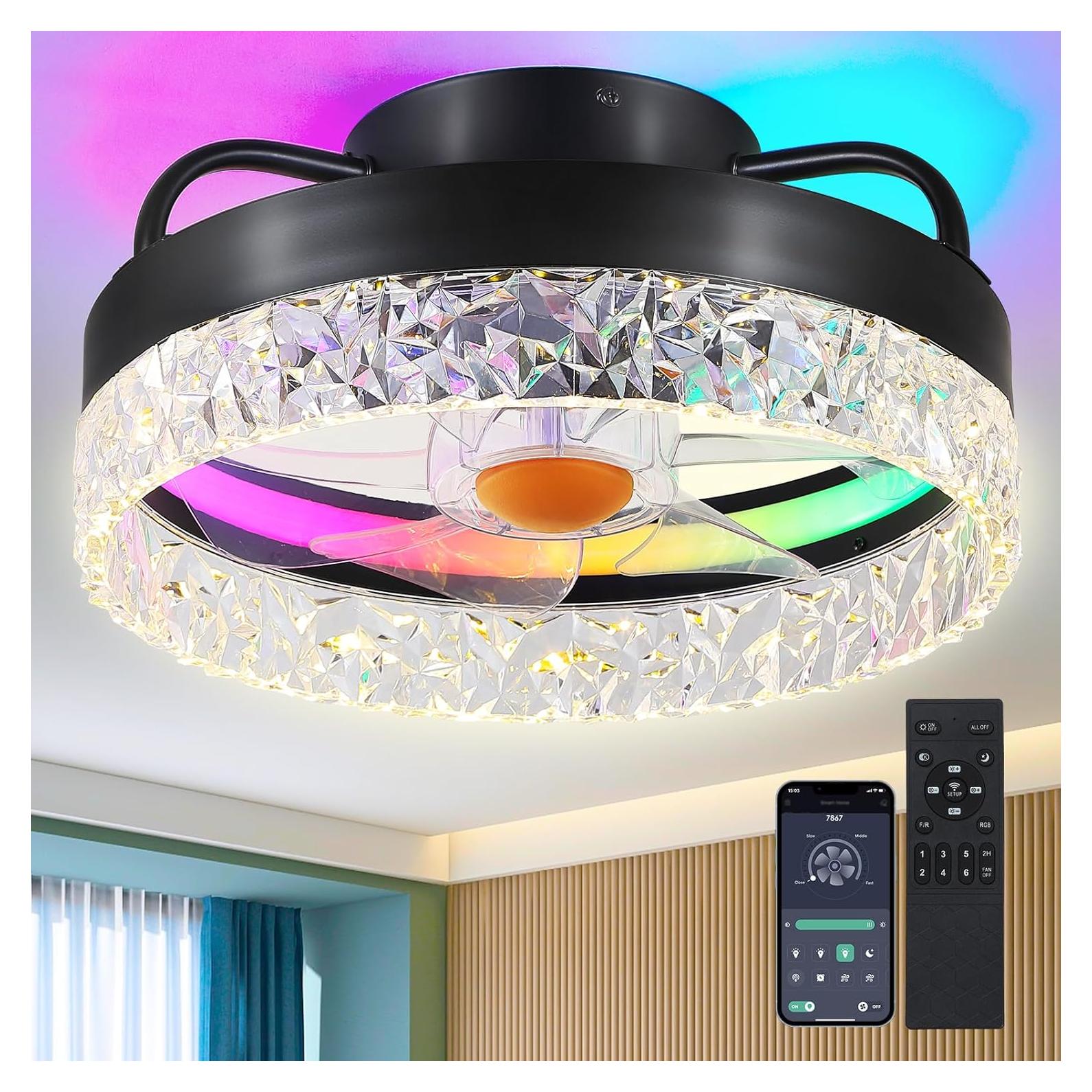 Ventilador de Techo Mpayel 33cm LED RGB Control Remoto