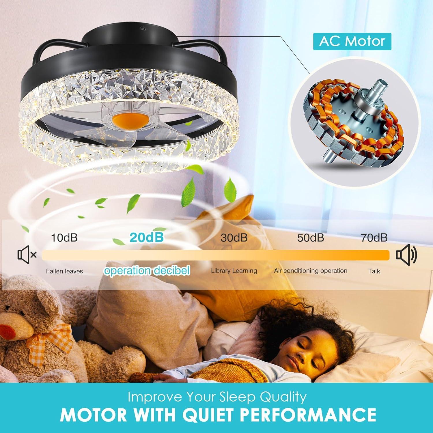 Ventilador de Techo Mpayel 33cm LED RGB Control Remoto