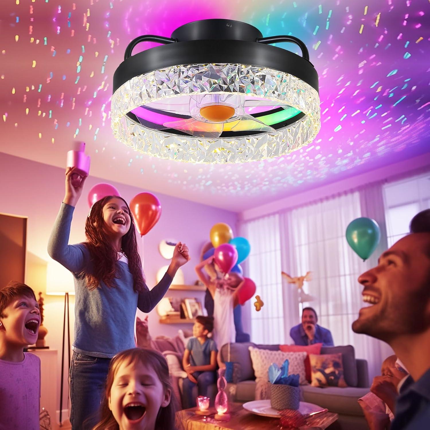 Ventilador de Techo Mpayel 33cm LED RGB Control Remoto