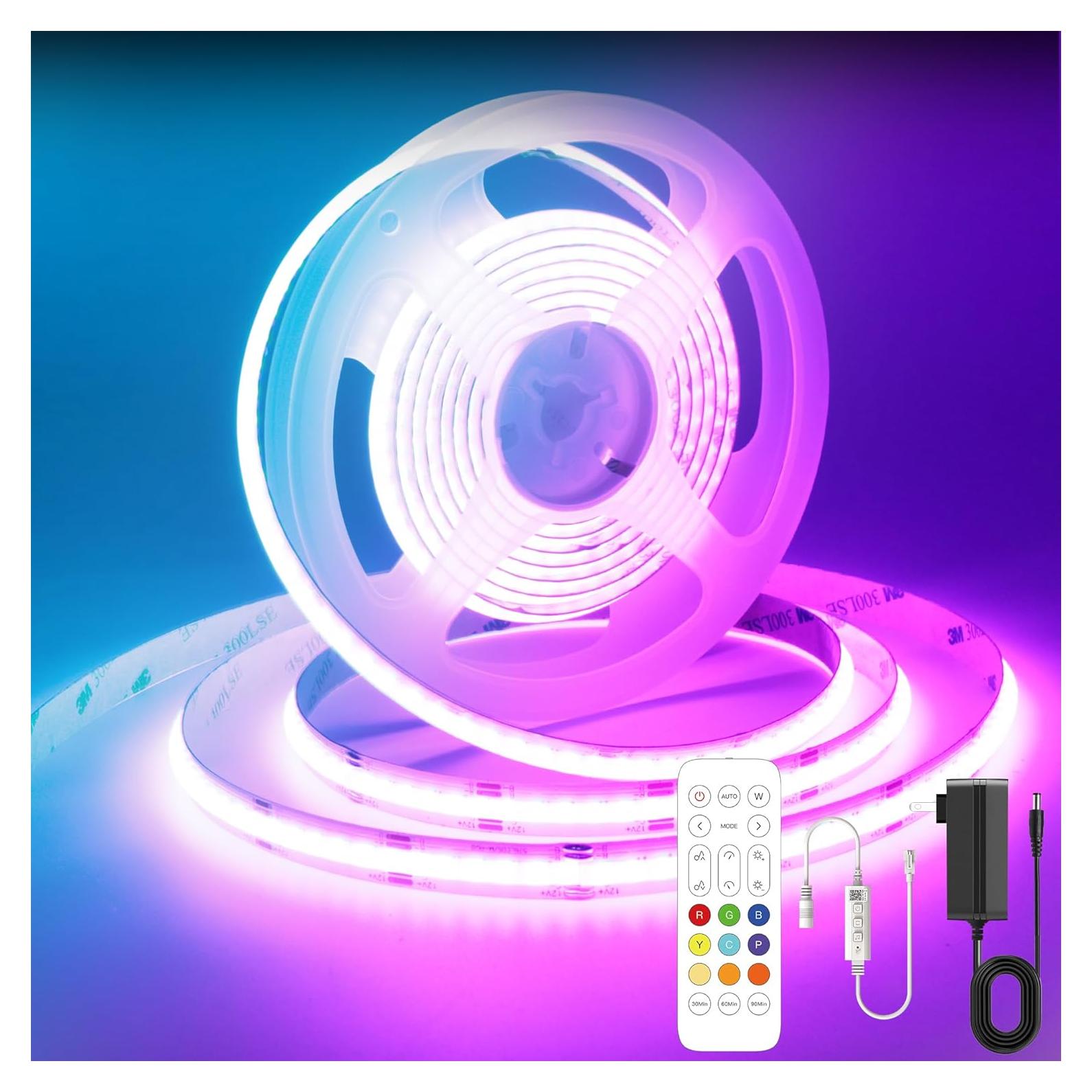 Tira LED COB RGB 12V 3m AXMOTUT con control APP y música