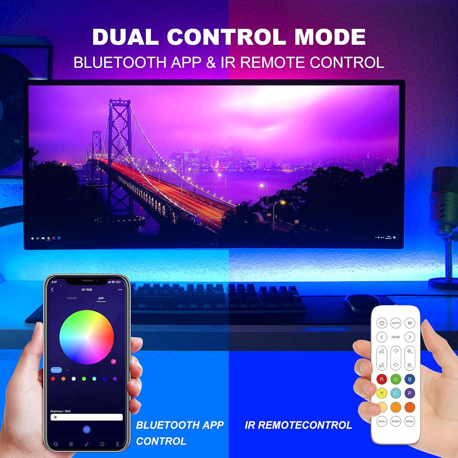Tira LED COB RGB 12V 3m AXMOTUT con control APP y música
