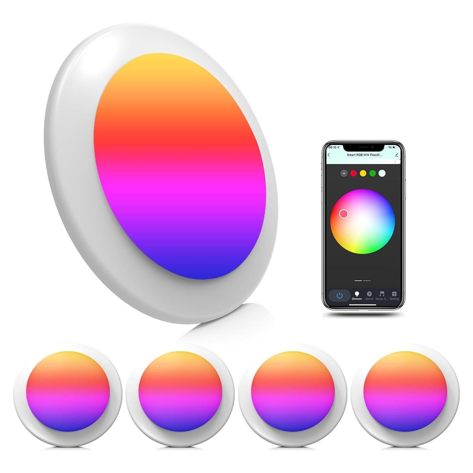 Iluminación empotrada LED Smart Disk 15W RGB 6" WiFi - 4 Pzas