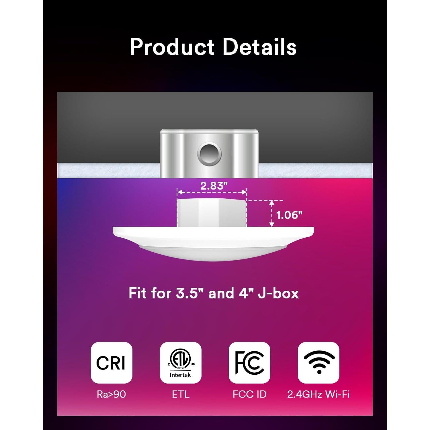 Iluminación empotrada LED Smart Disk 15W RGB 6" WiFi - 4 Pzas