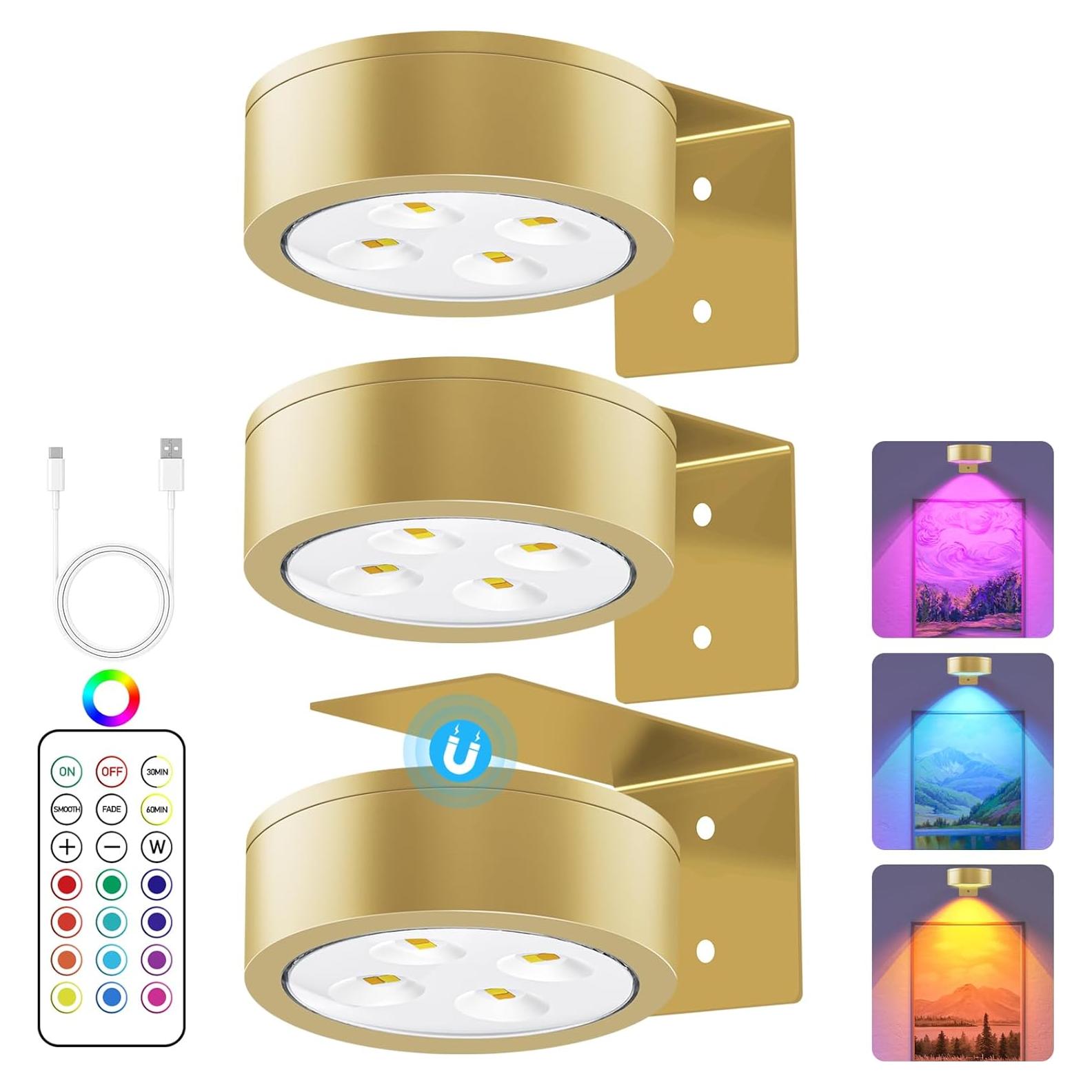 Luz LED de Exhibición de Arte SIXDEFLY RGB Recargable 3 Pzas