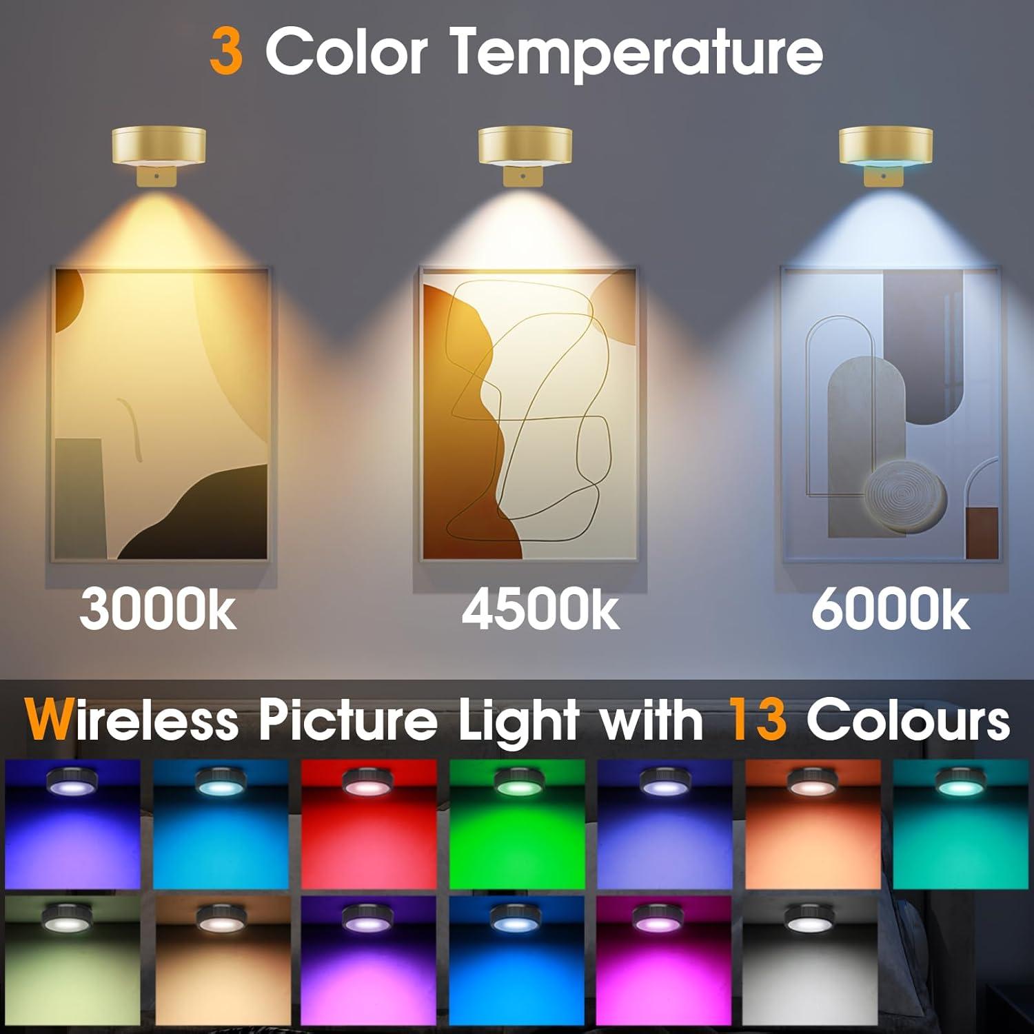 Luz LED de Exhibición de Arte SIXDEFLY RGB Recargable 3 Pzas