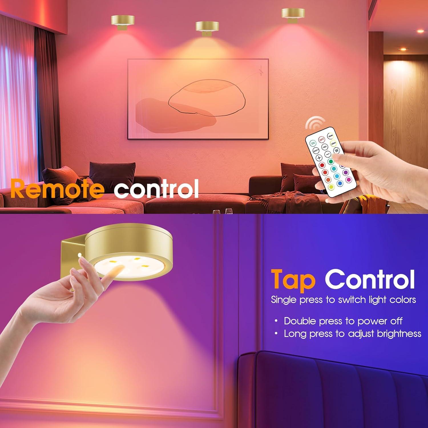 Luz LED de Exhibición de Arte SIXDEFLY RGB Recargable 3 Pzas