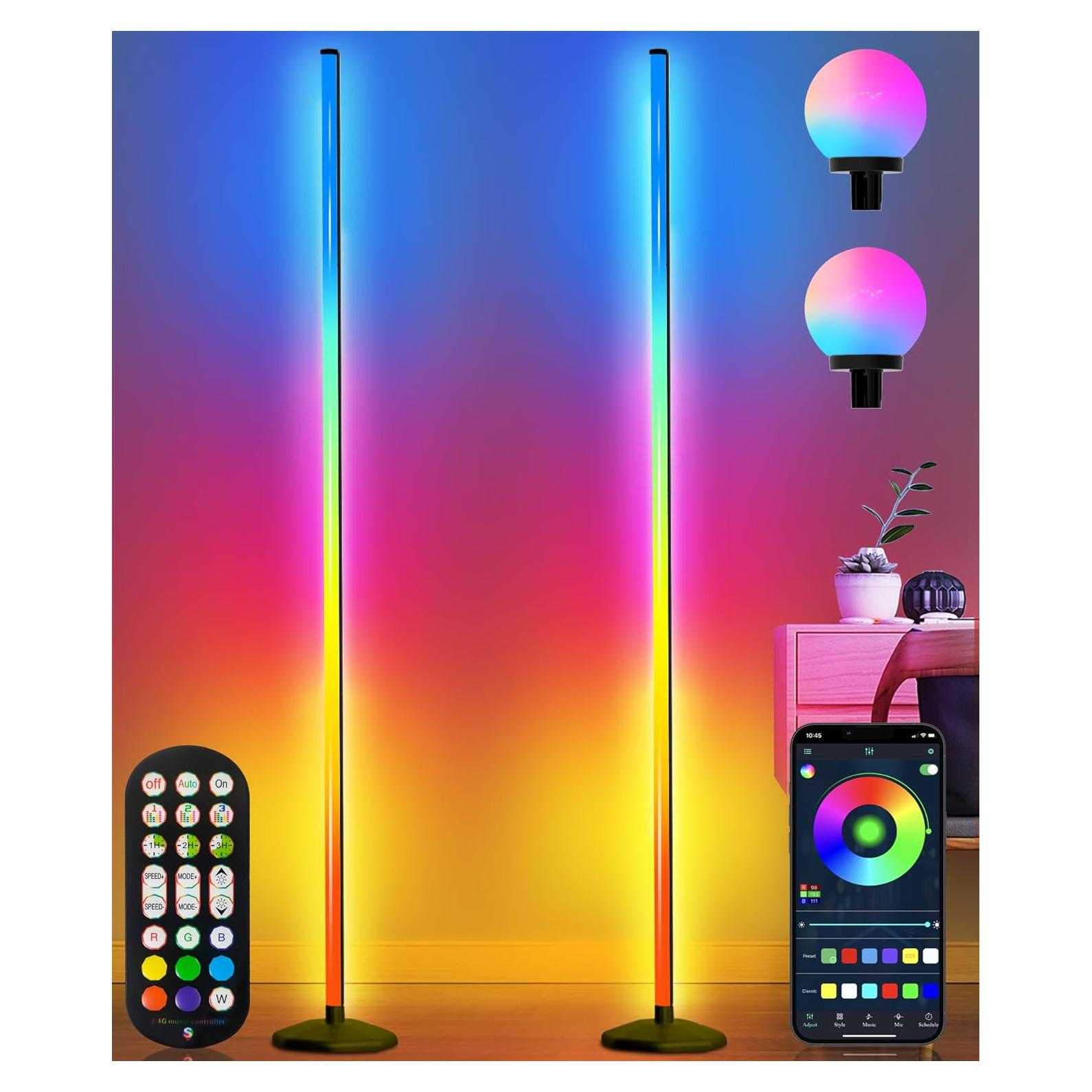 Lámpara de Esquina LED RGBW LanAqua 70" Control Remoto