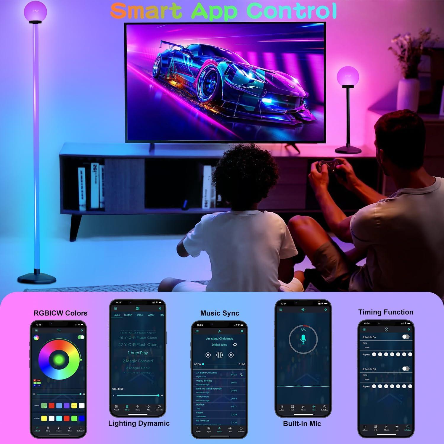 Lámpara de Esquina LED RGBW LanAqua 70" Control Remoto