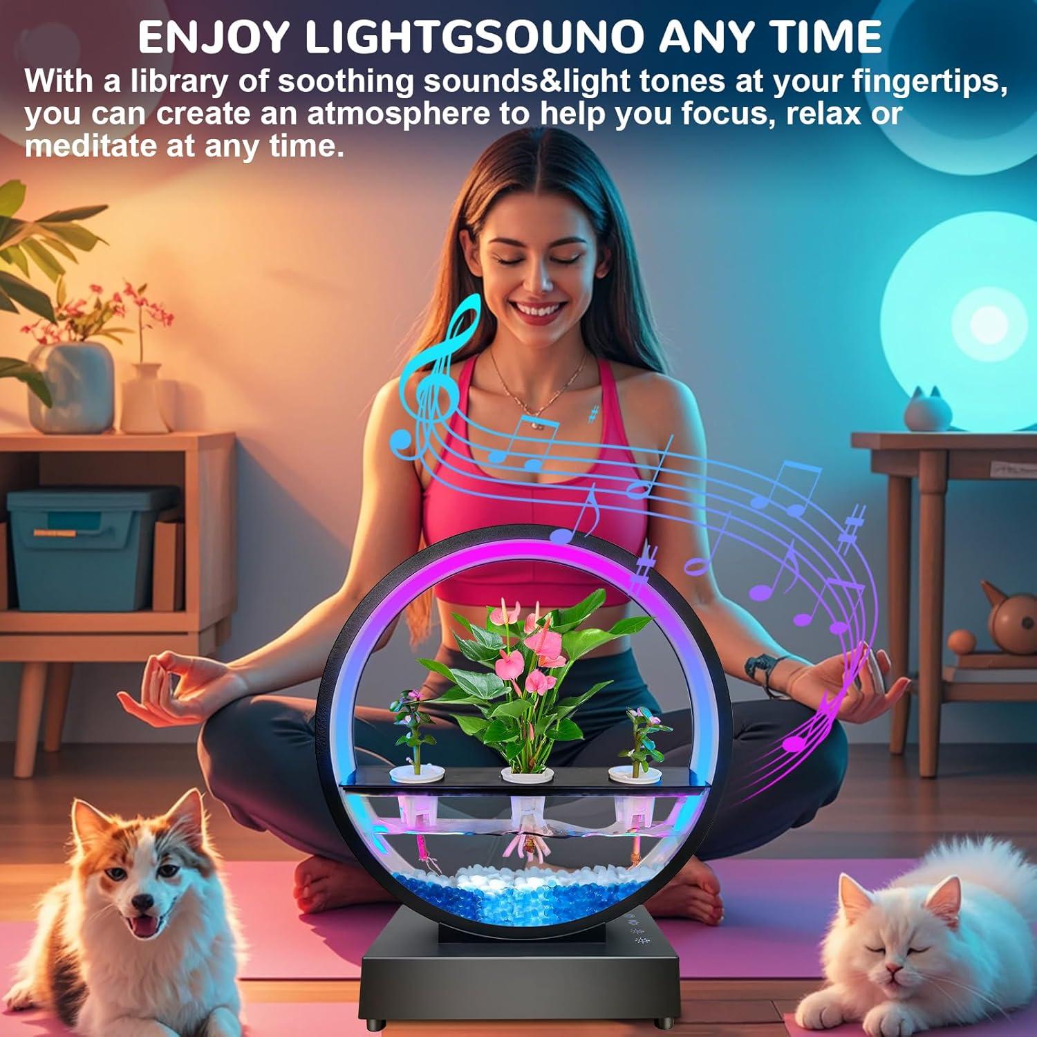 Lámpara de Mesa LED RGB Eoako con Altavoz Bluetooth y Soporte para Plantas