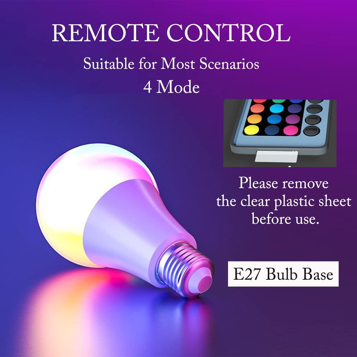 Bombilla LED RGB 15W E27 con Control Remoto 600LM 6500K