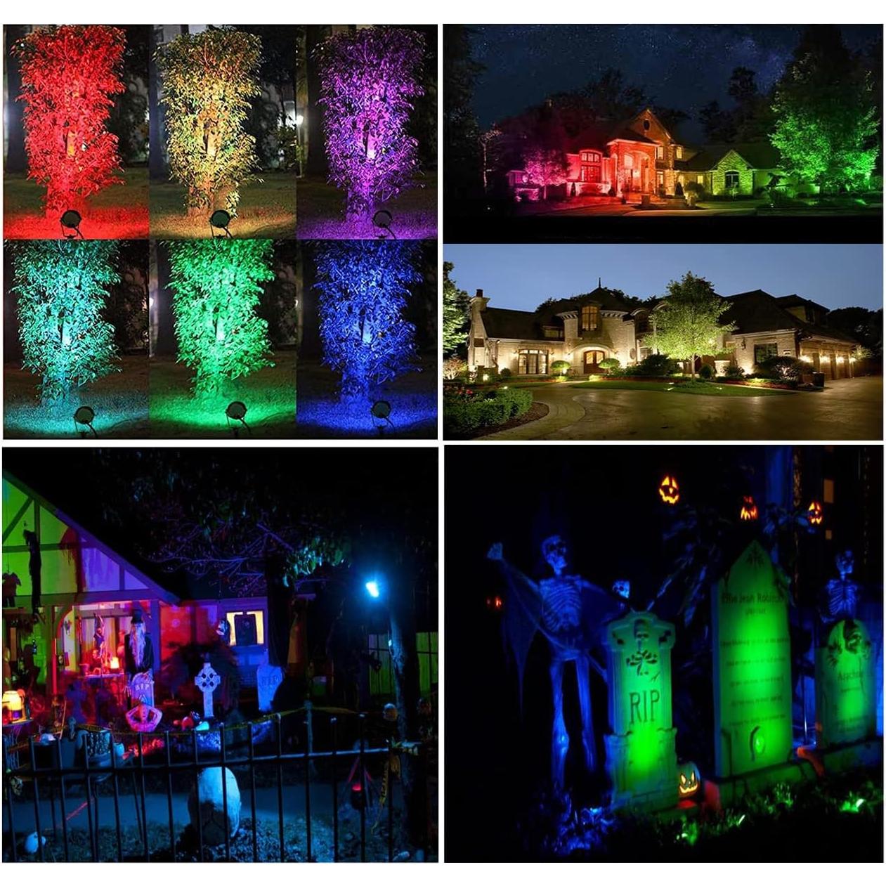 Luces de Paisaje LED RGBW Junview 10W 14 Piezas Impermeables