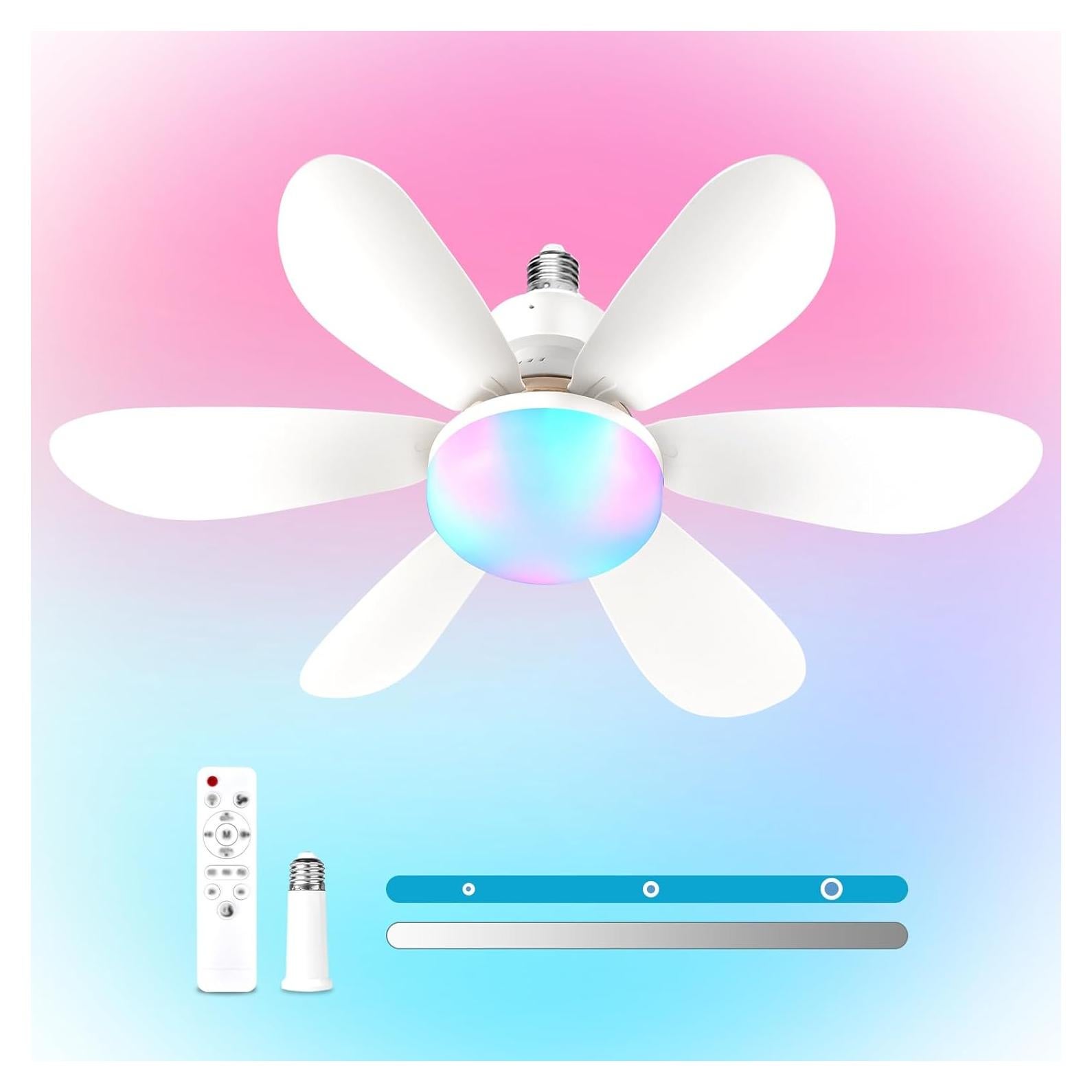 Ventilador de Techo con Luz AHXIAOZN Blanco RGB 52cm